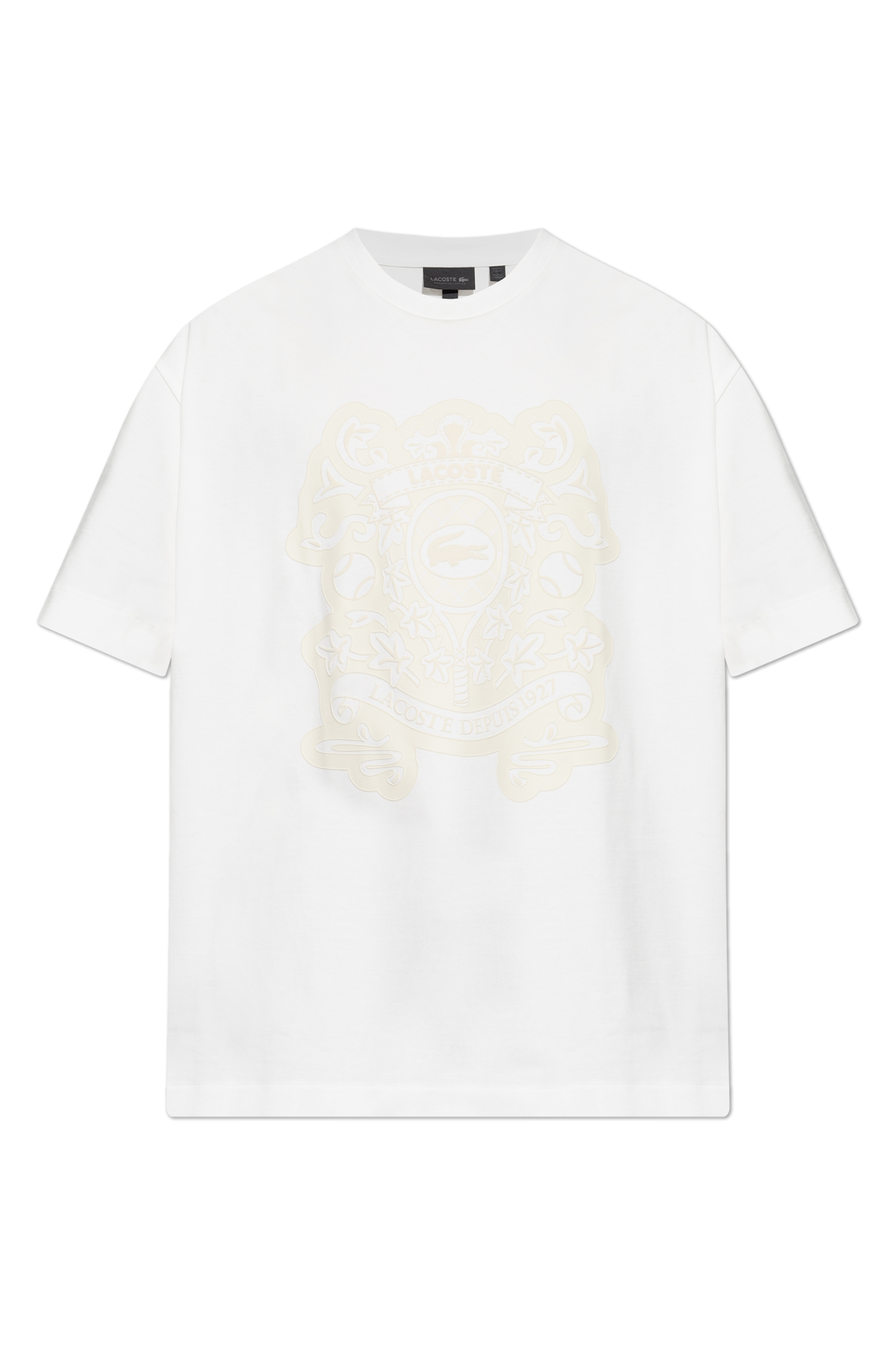 LACOSTE RUNWAY T-shirt Z Nadrukowanym Logo, Mężczyźni, Kremowy