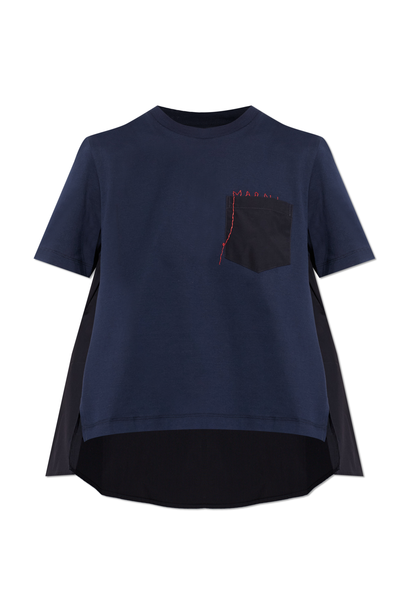 Marni Asymetryczny T-shirt Z Logo, Kobiety, Granatowy