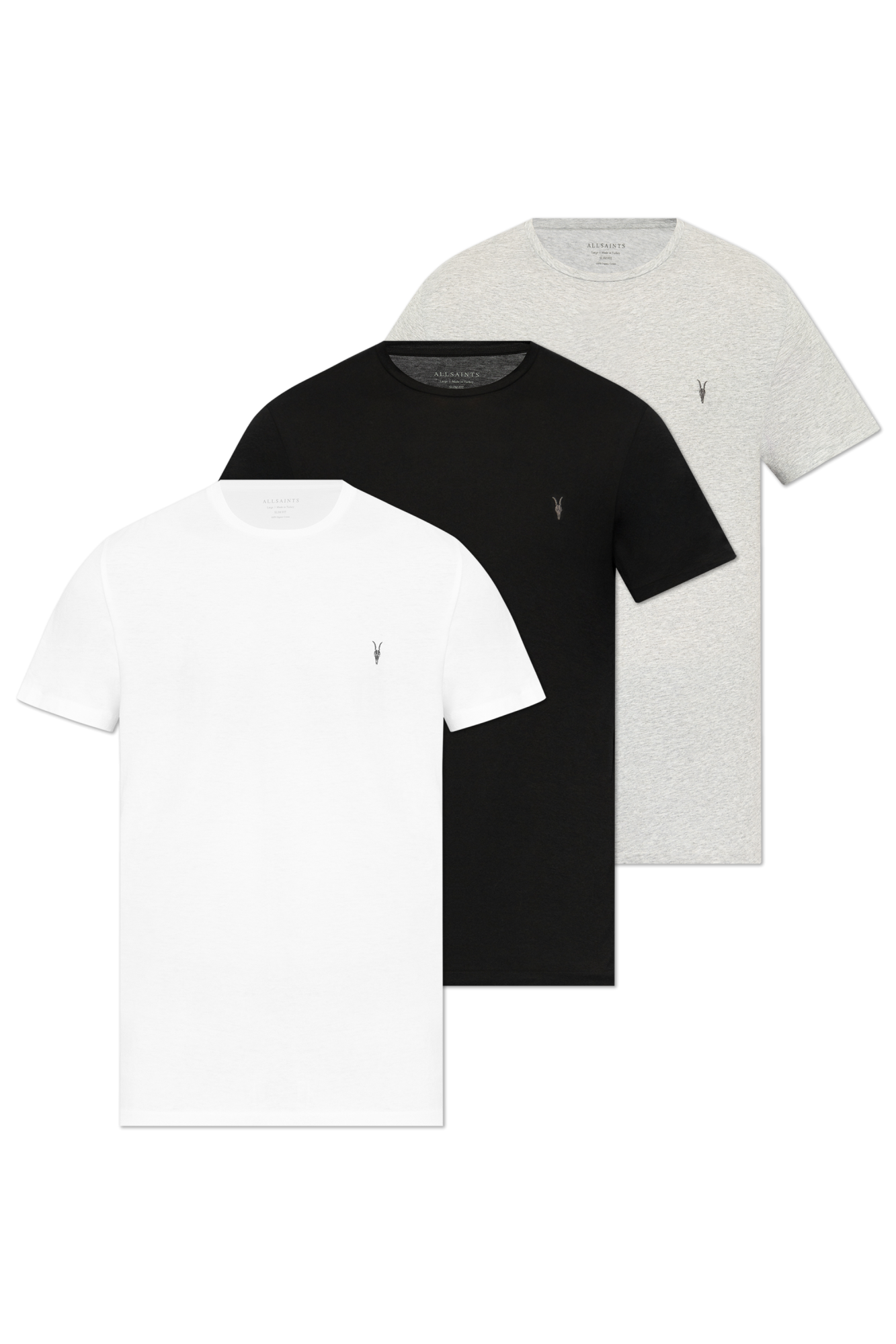 AllSaints Trójpak T-shirtów Z Logo ‘Tonic’, Mężczyźni, Szary
