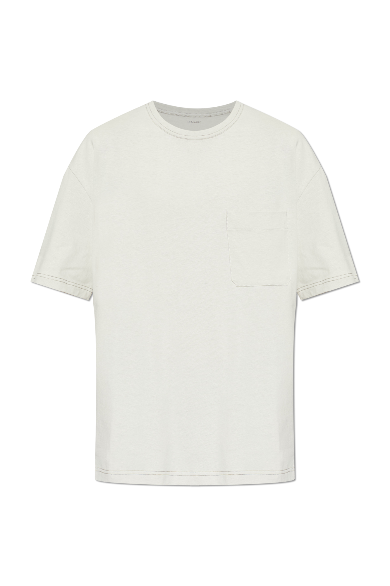 Lemaire T-shirt Z Kieszenią, Mężczyźni, Kremowy