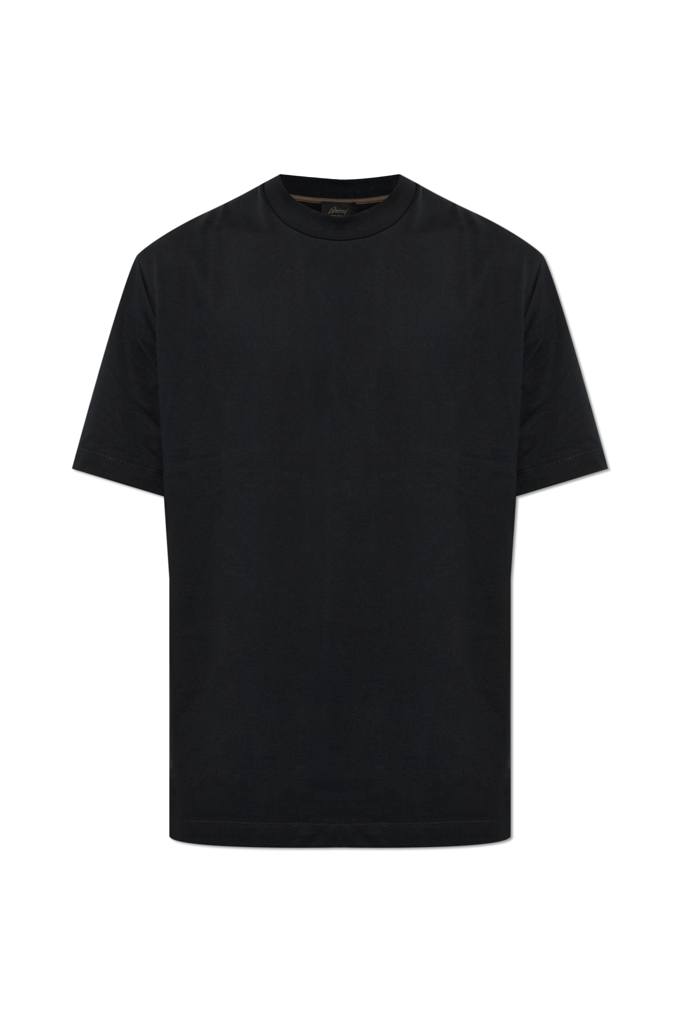 Brioni Bawełniany T-shirt Z Logo, Mężczyźni, Czarny