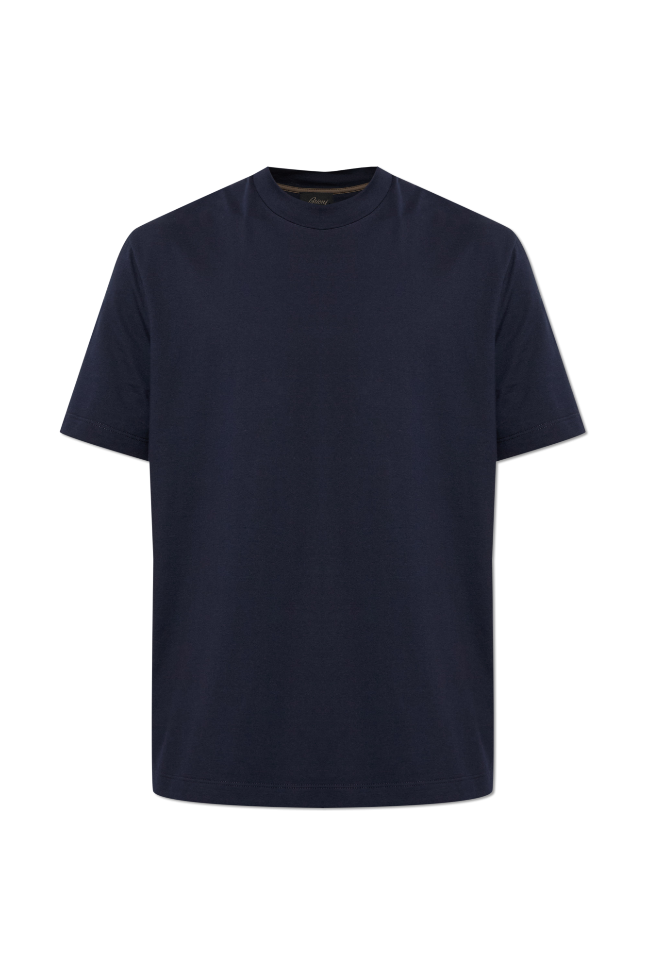 Brioni Bawełniany T-shirt Z Logo, Mężczyźni, Granatowy