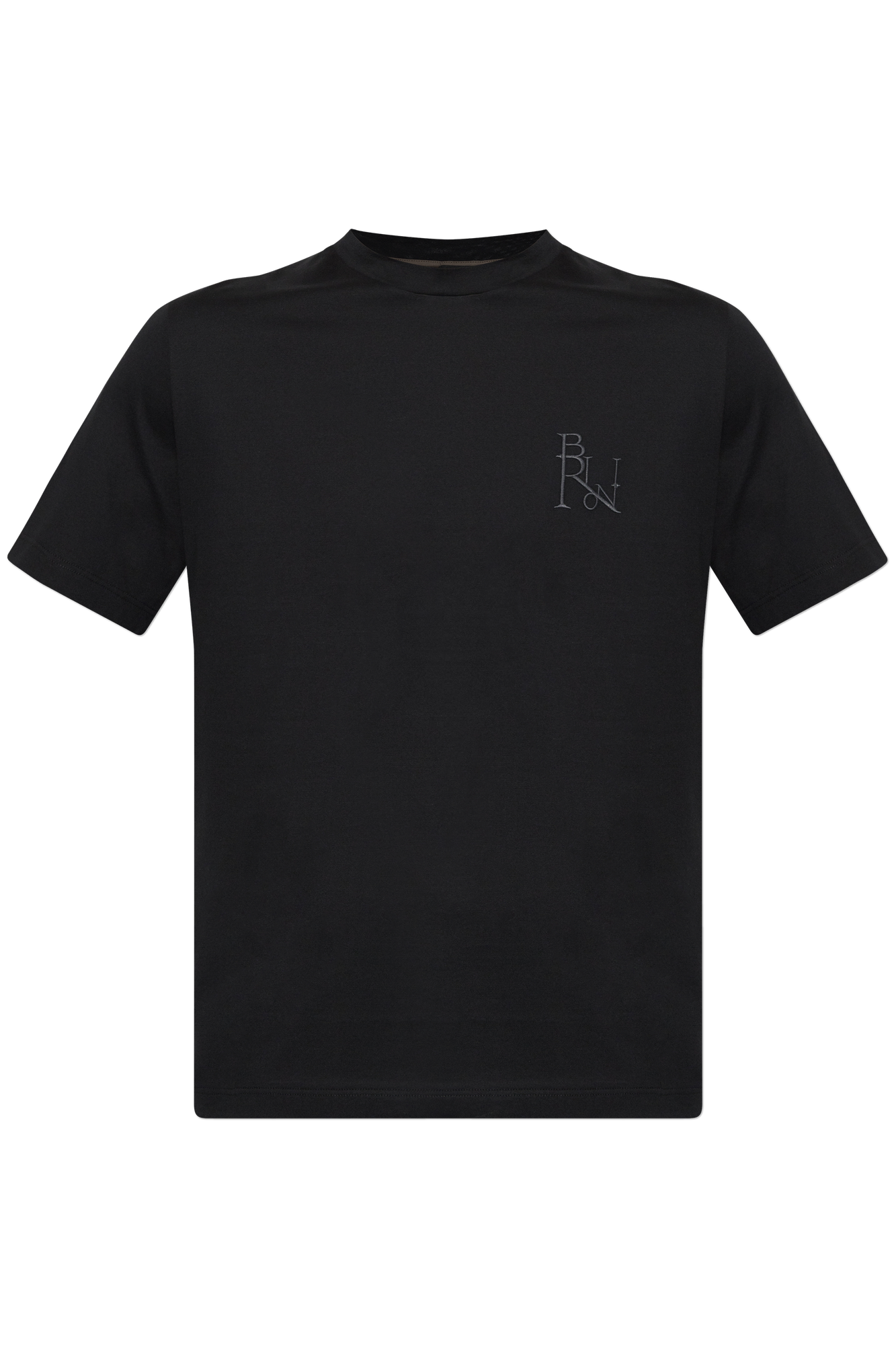 Brioni T-shirt Z Wyszytym Logo, Mężczyźni, Czarny