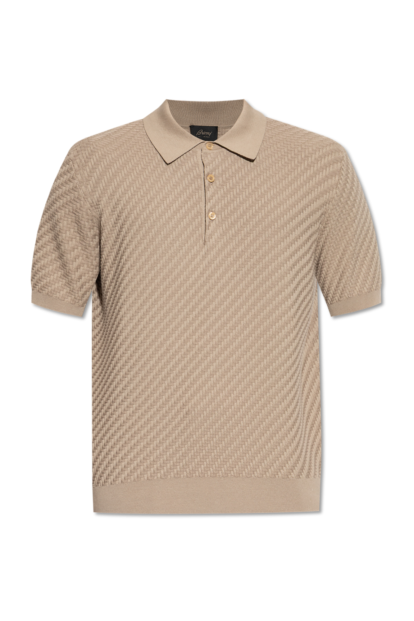 Brioni Polo Z Logo, Mężczyźni, Beżowy