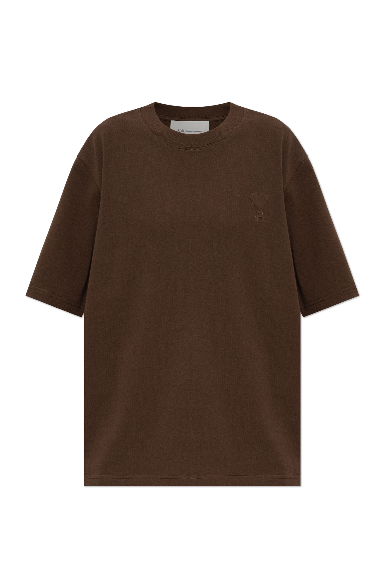 Ami Alexandre Mattiussi T-shirt Z Logo, Kobiety, Brązowy
