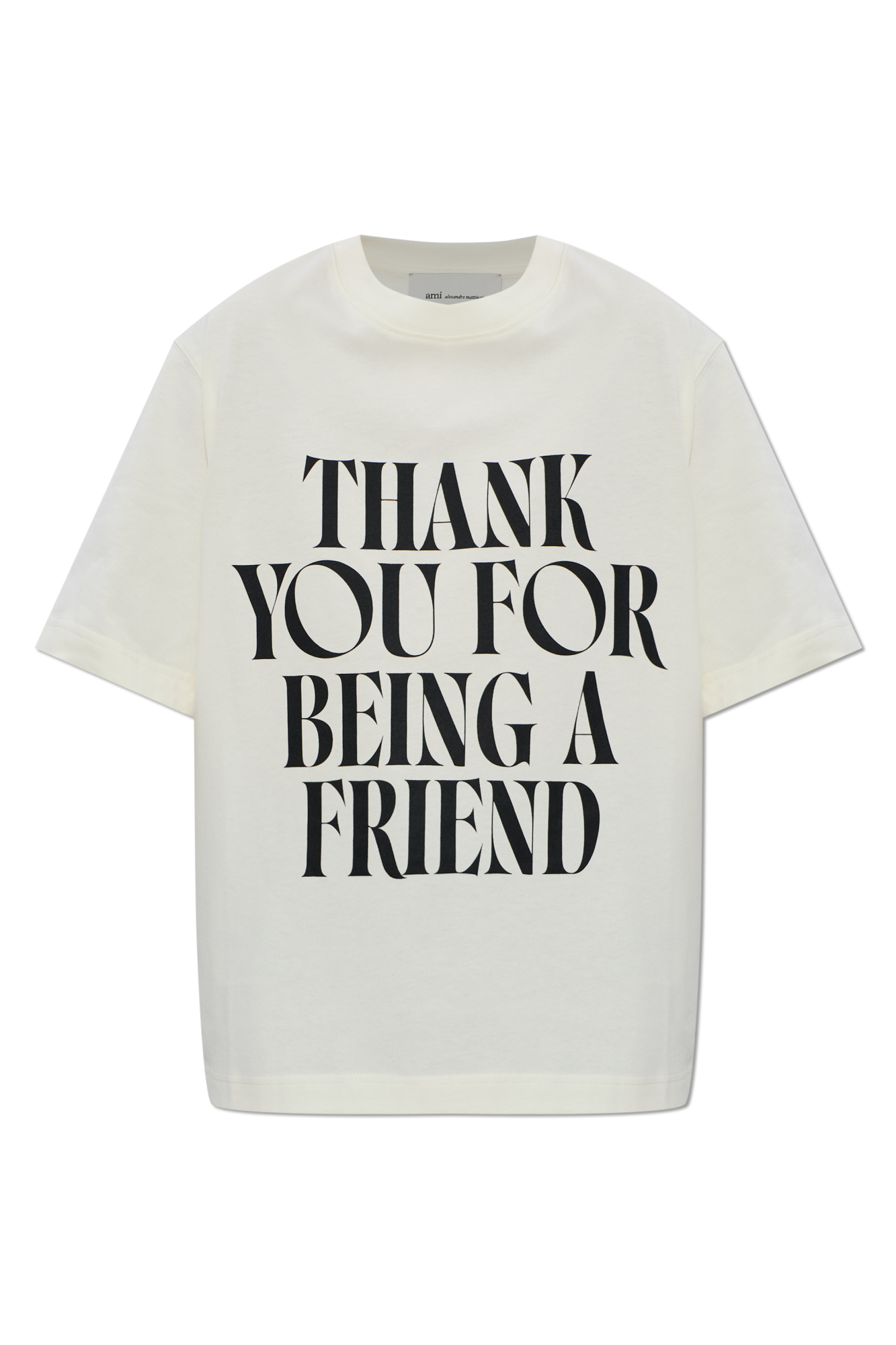 Ami Alexandre Mattiussi T-shirt Z Nadrukiem, Kobiety, Kremowy