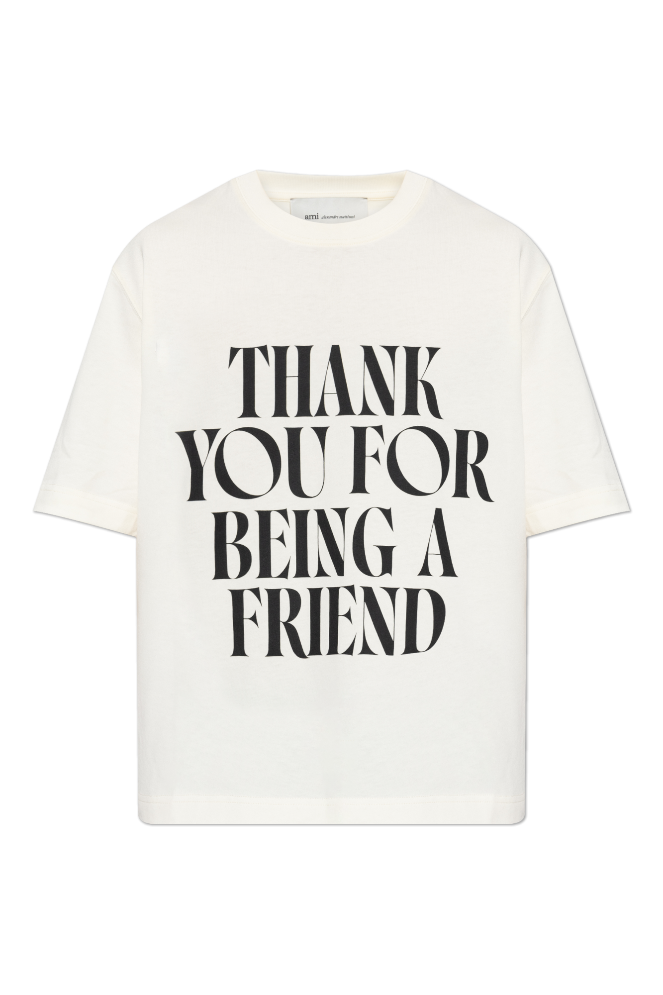 Ami Alexandre Mattiussi T-shirt Z Nadrukiem, Mężczyźni, Kremowy