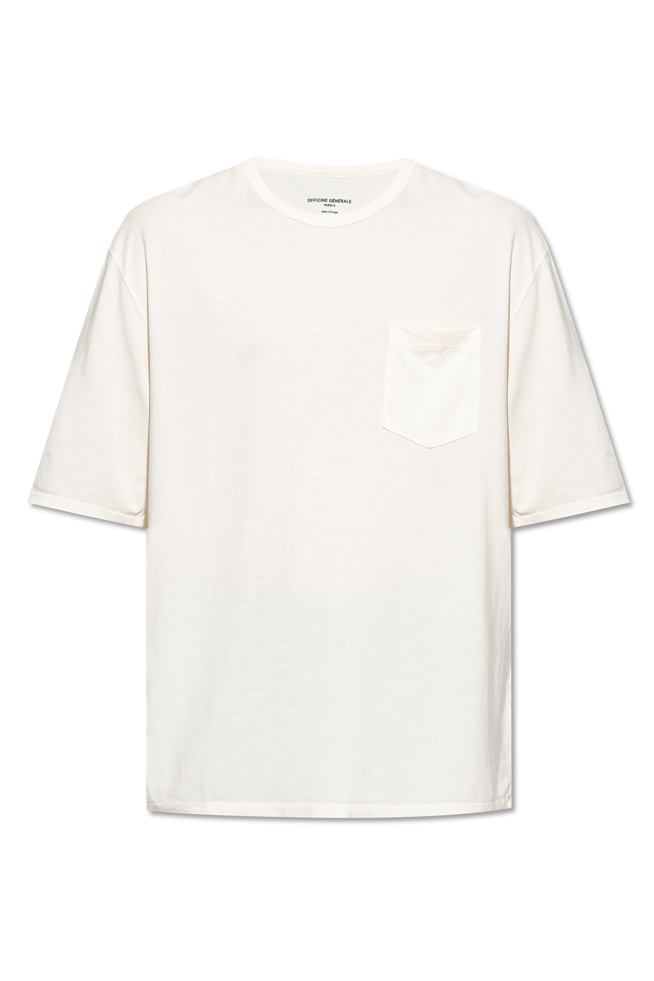 Officine Generale T-shirt Z Kieszenią ‘Benny’, Mężczyźni, Kremowy