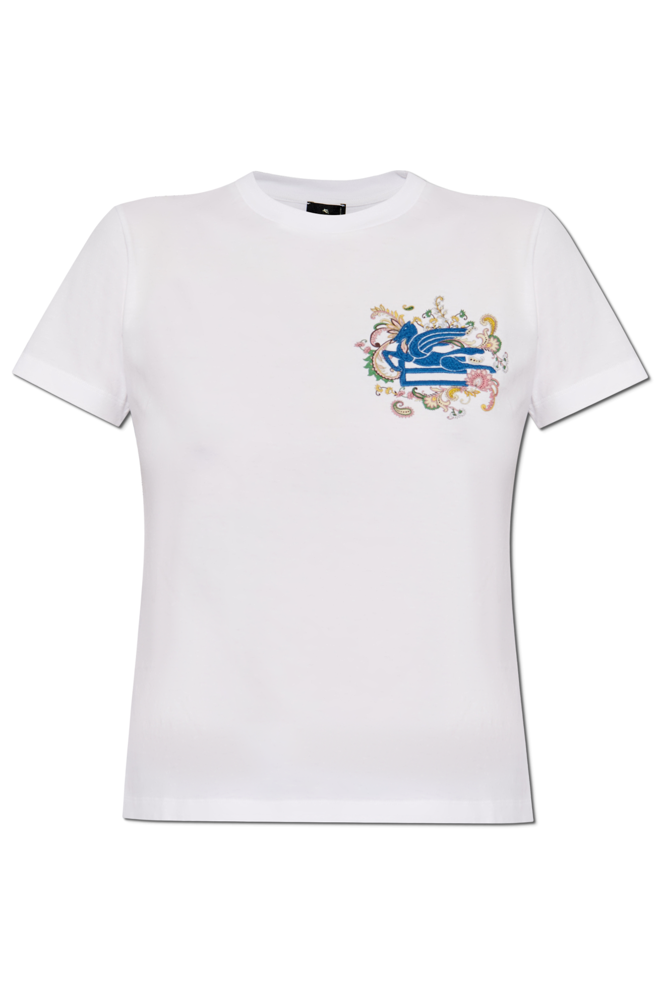 Etro T-shirt Z Wyszytym Logo, Kobiety, Biały