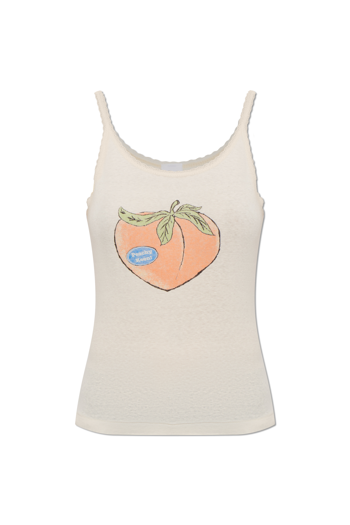 RE/DONE Top ‘Lace Strap Tank’, Kobiety, Kremowy