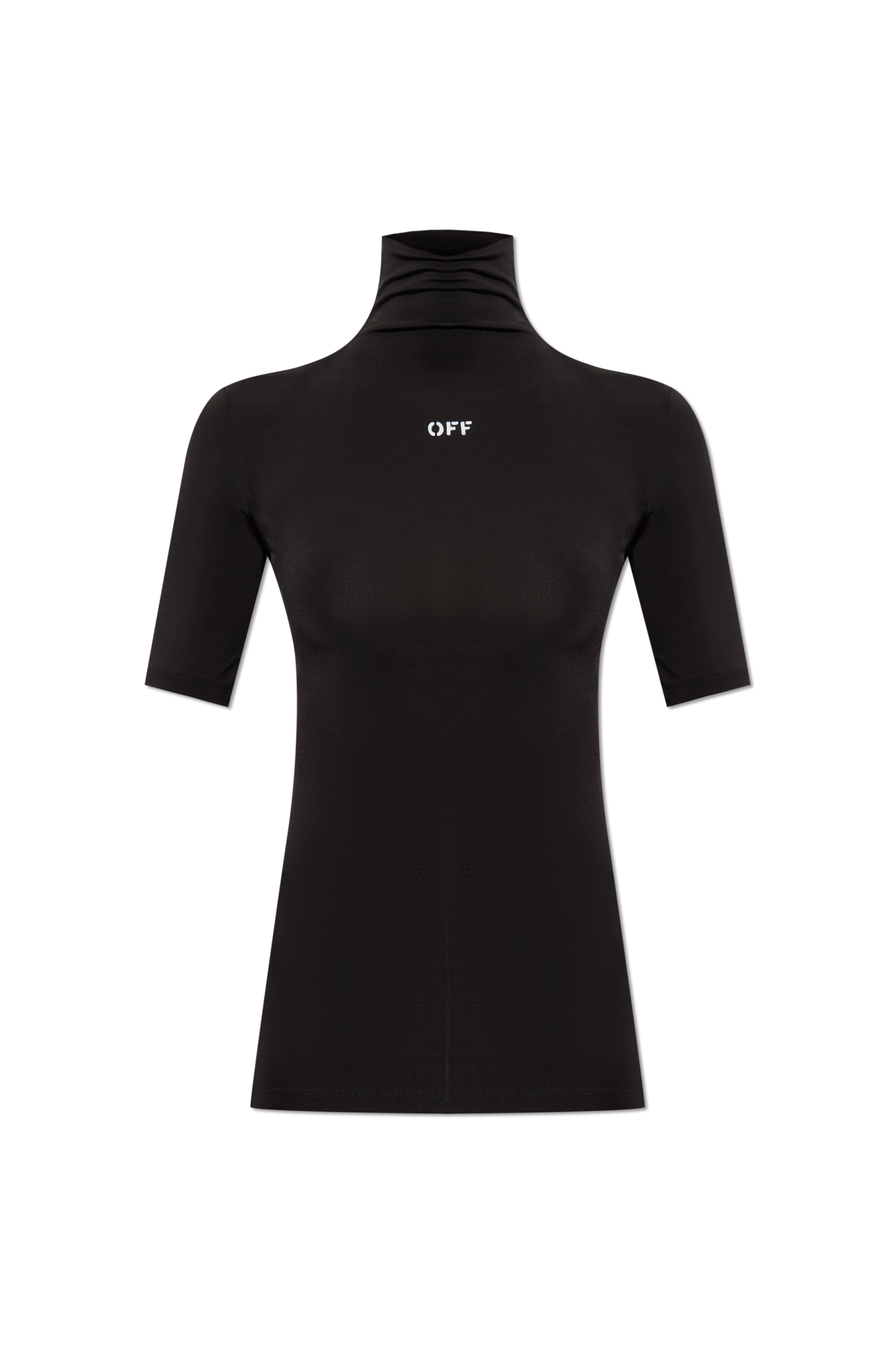 Off-White Top O Dopasowanym Kroju Ze Stójką, Kobiety, Czarny