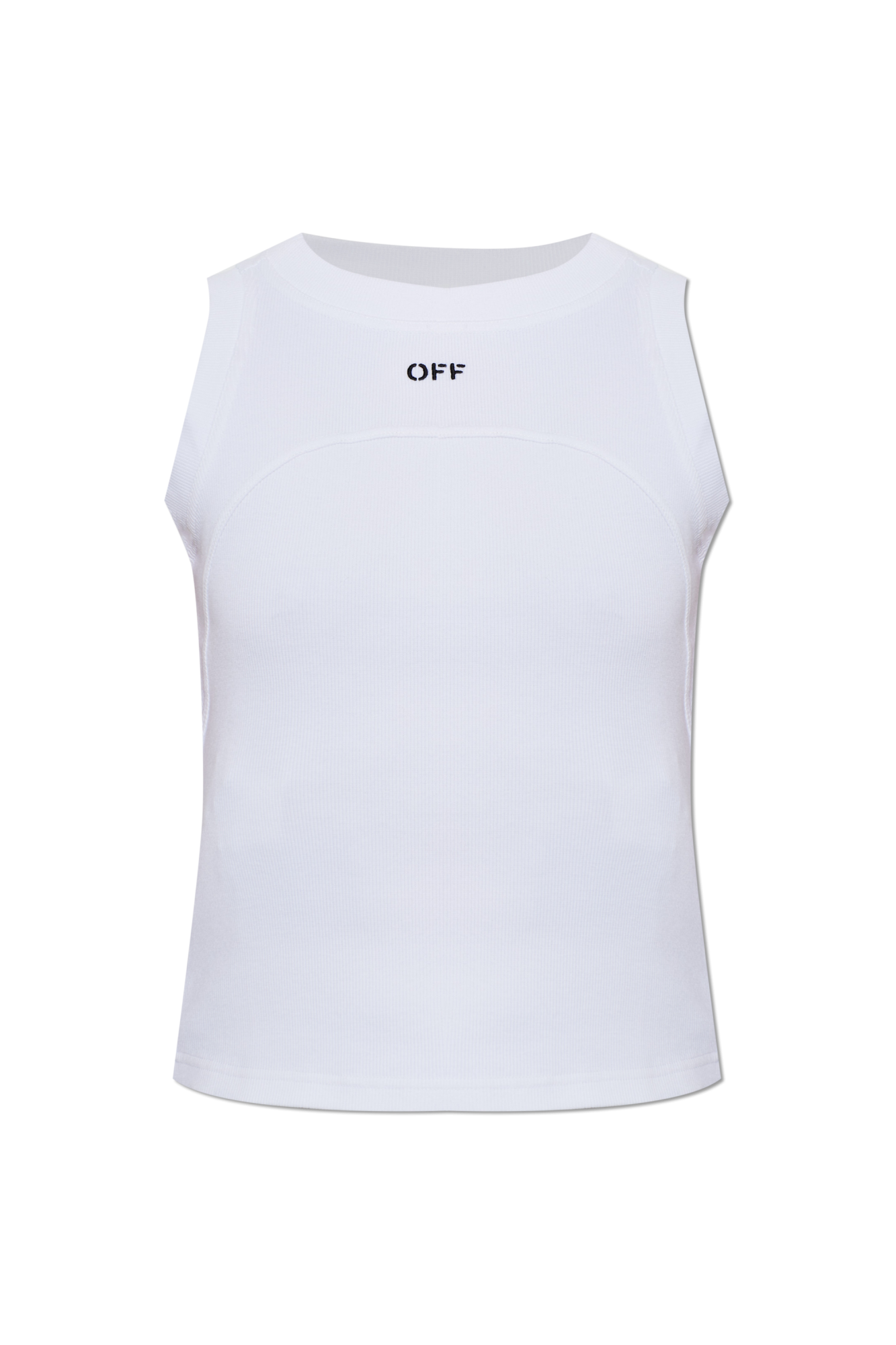 Off-White Prążkowany Top Bez Rękawów, Kobiety, Biały