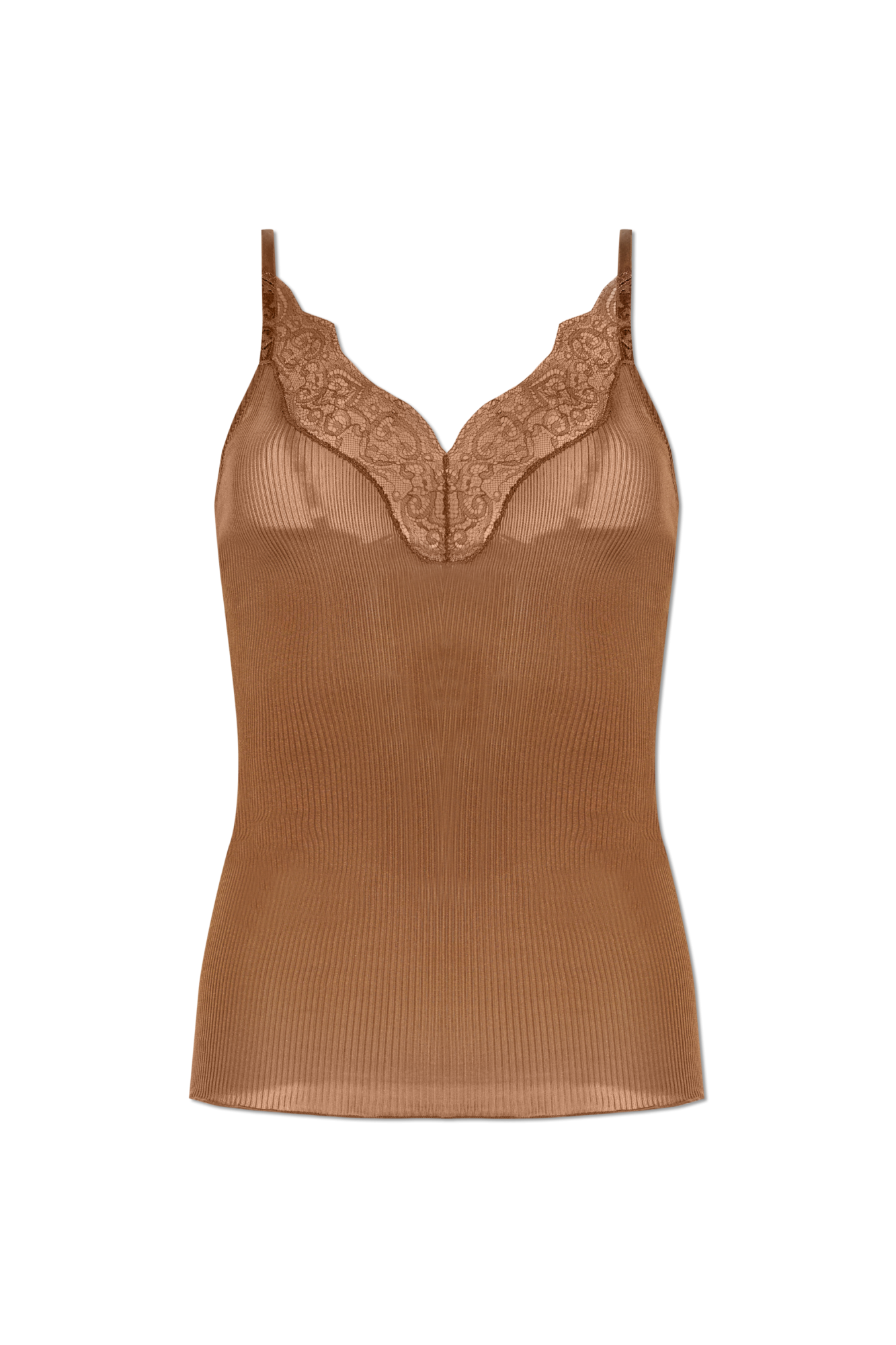 Saint Laurent Jedwabny Top Bez Rękawów, Kobiety, Brązowy