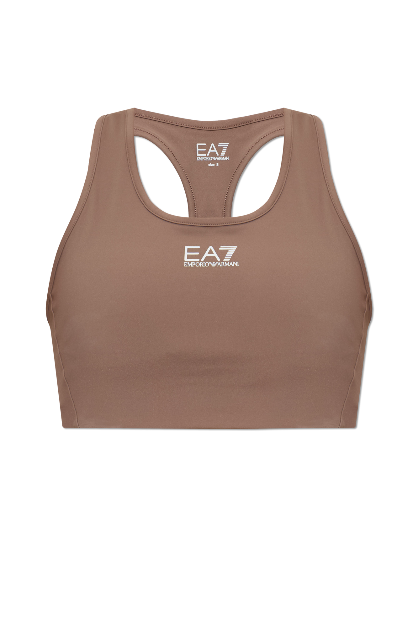 EA7 Emporio Armani Krótki Top Treningowy, Kobiety, Brązowy