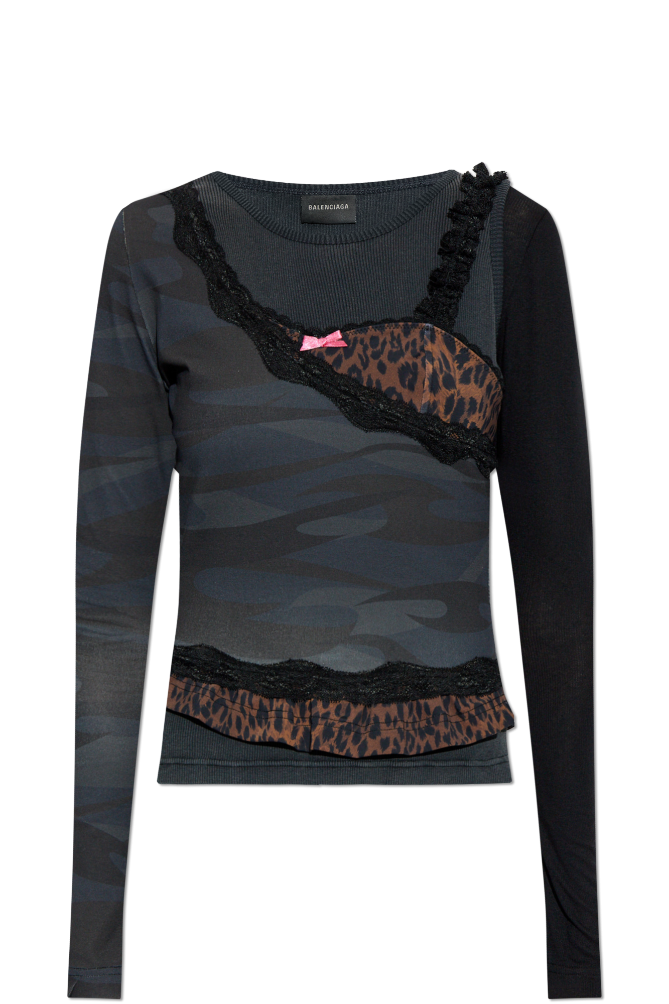 Balenciaga Top Z łączonych Materiałów, Kobiety, Szary