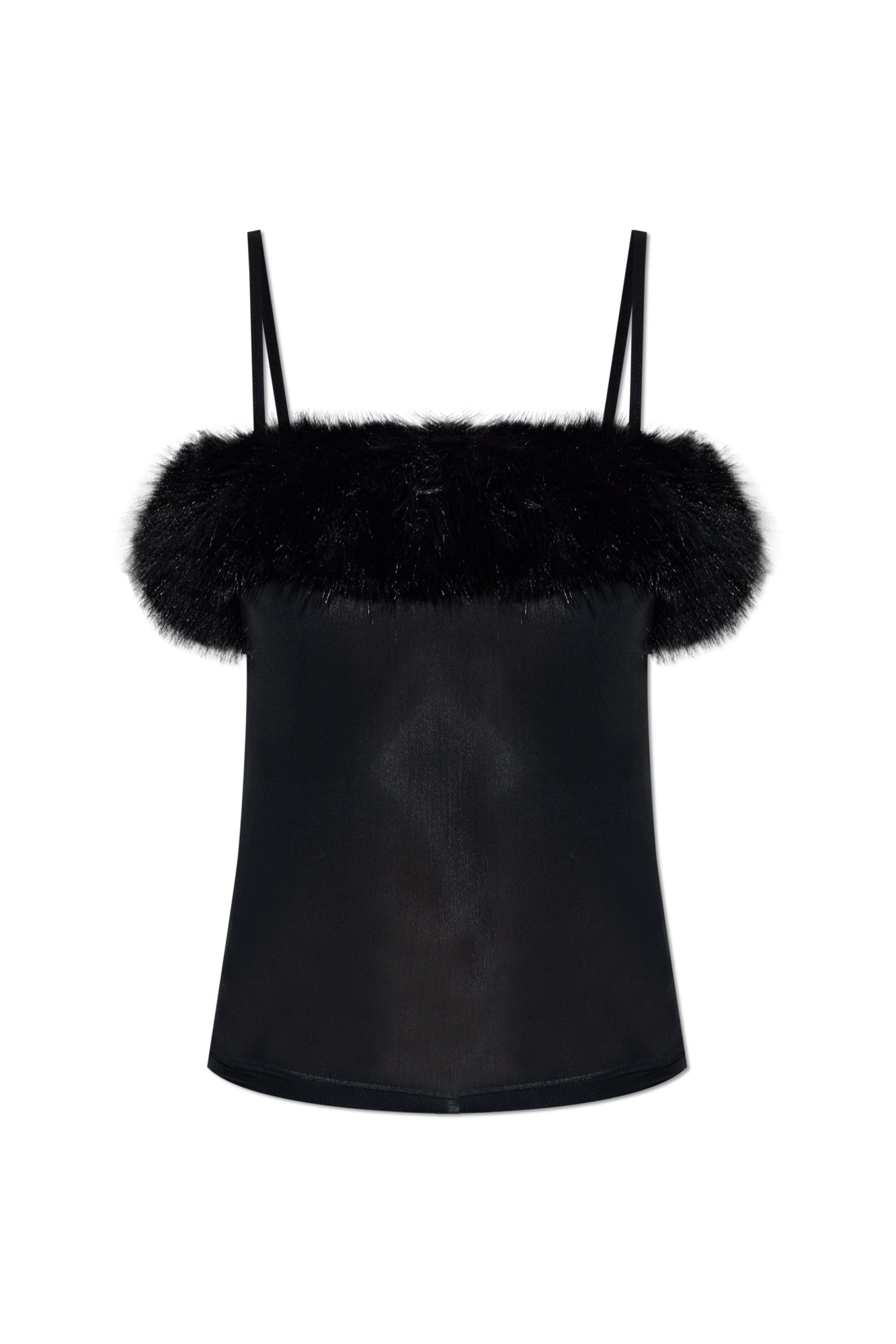 Balenciaga Top Ze Sztucznym Futrem, Kobiety, Czarny