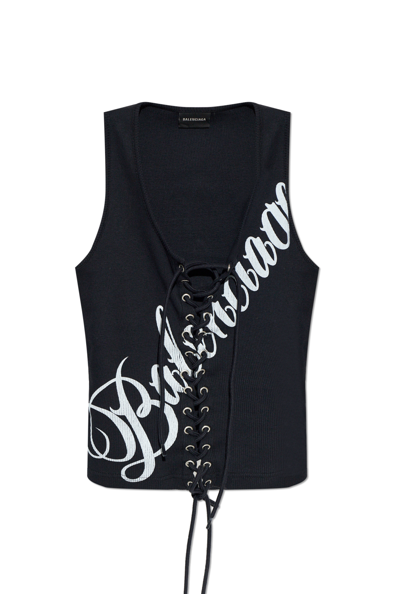 Balenciaga Prążkowany Top Bez Rękawów, Kobiety, Czarny