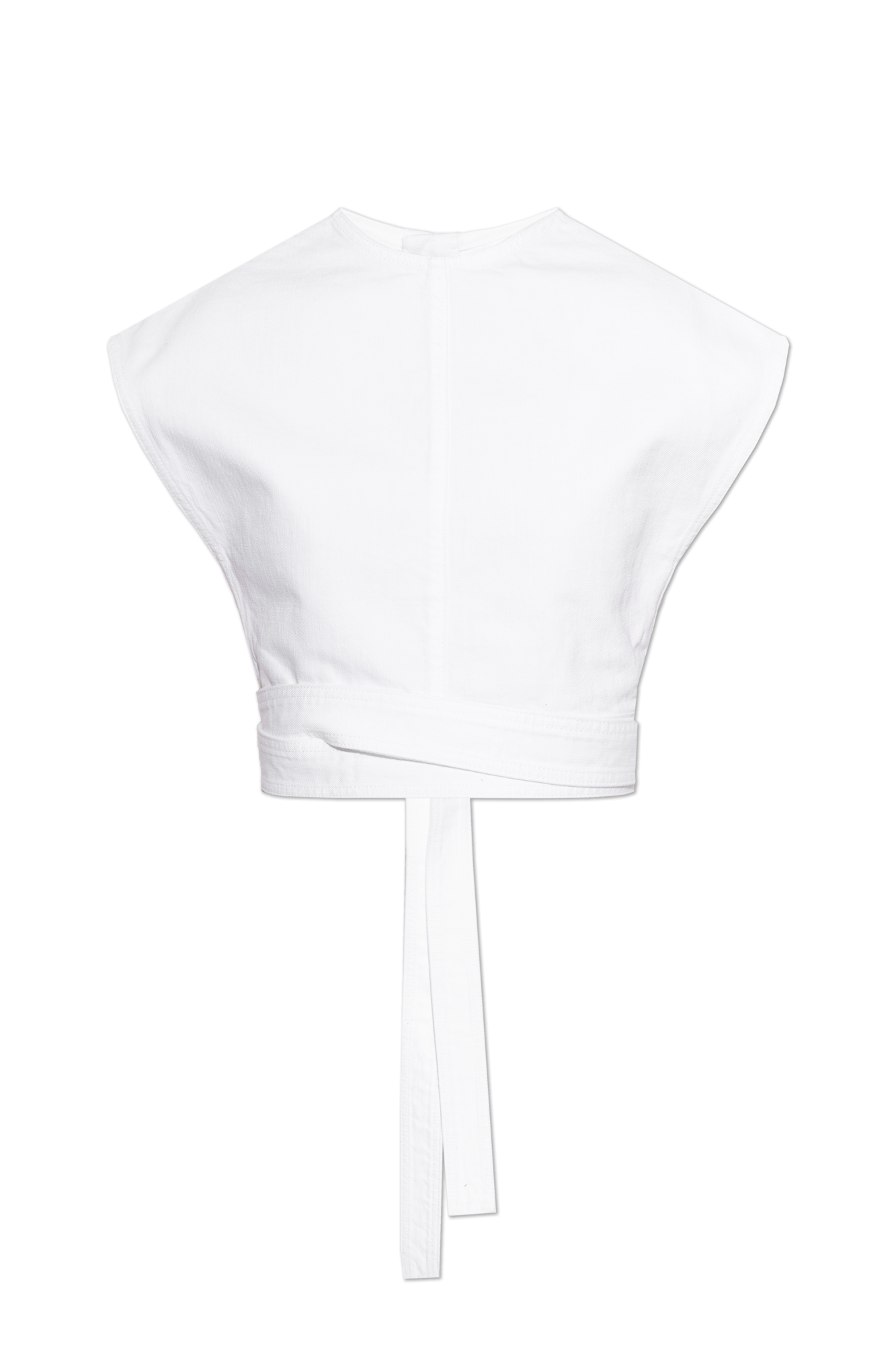 Alaïa Jeansowy Top Z Dekoracyjnym Wiązaniem, Kobiety, Biały