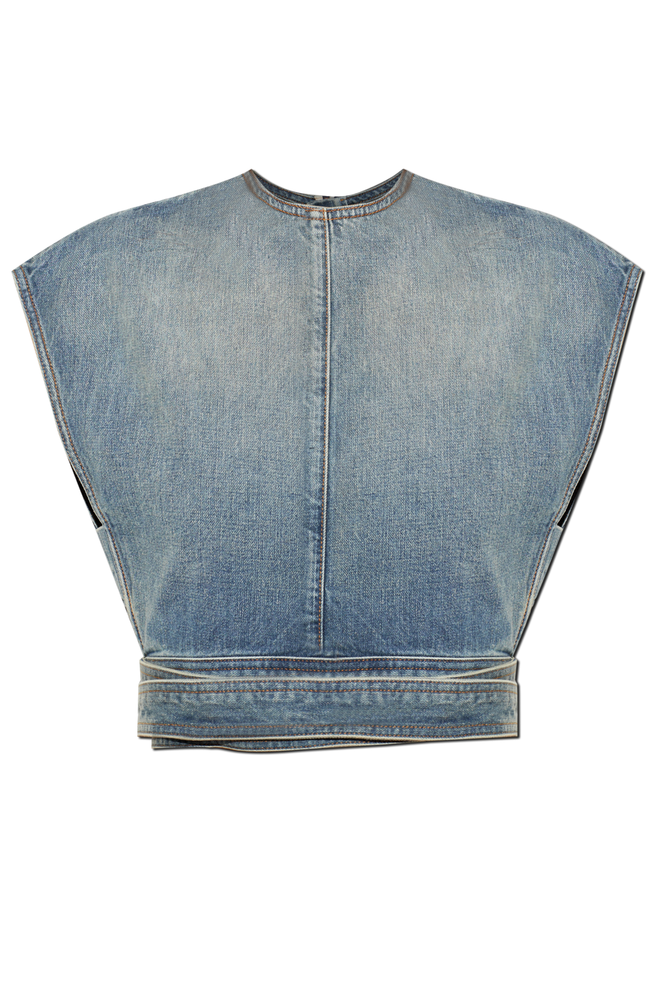 Alaïa Jeansowy Top Z Dekoracyjnym Wiązaniem, Kobiety, Niebieski