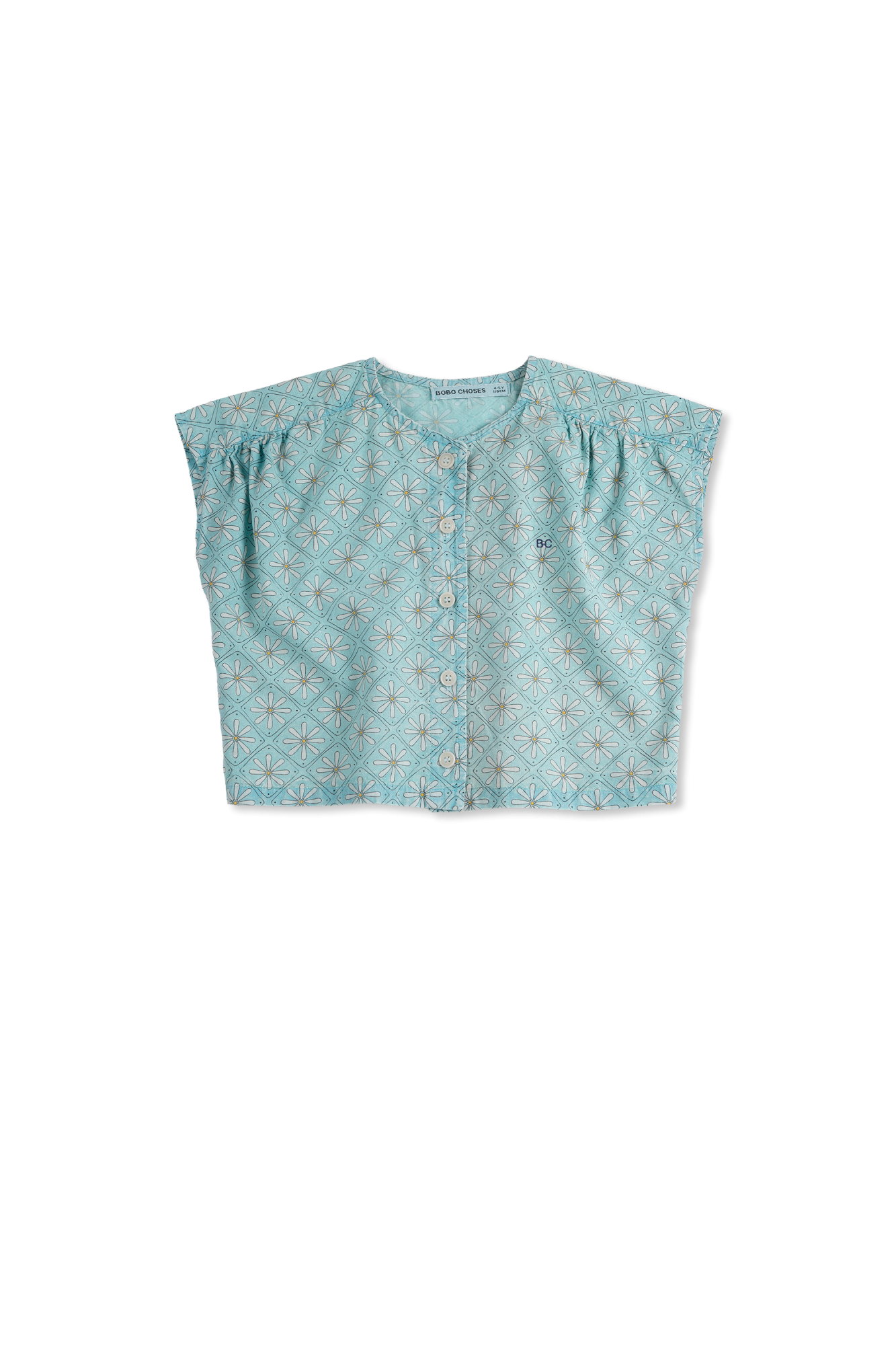 Bobo Choses Top Z Motywem Kwiatowym, Unisex, Niebieski