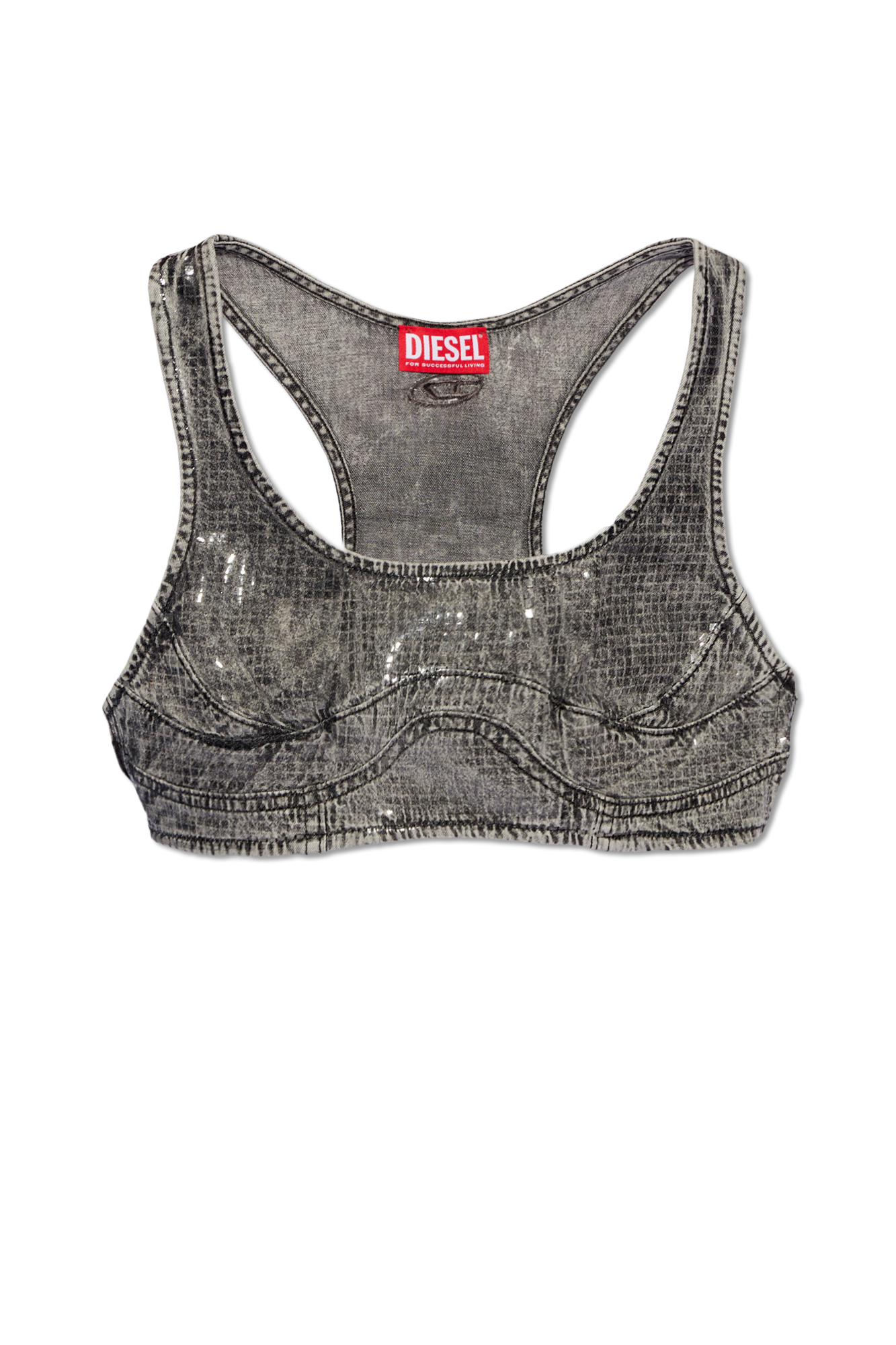 Diesel Krótki Jeansowy Top ‘DE-TOPPY-S’, Kobiety, Szary