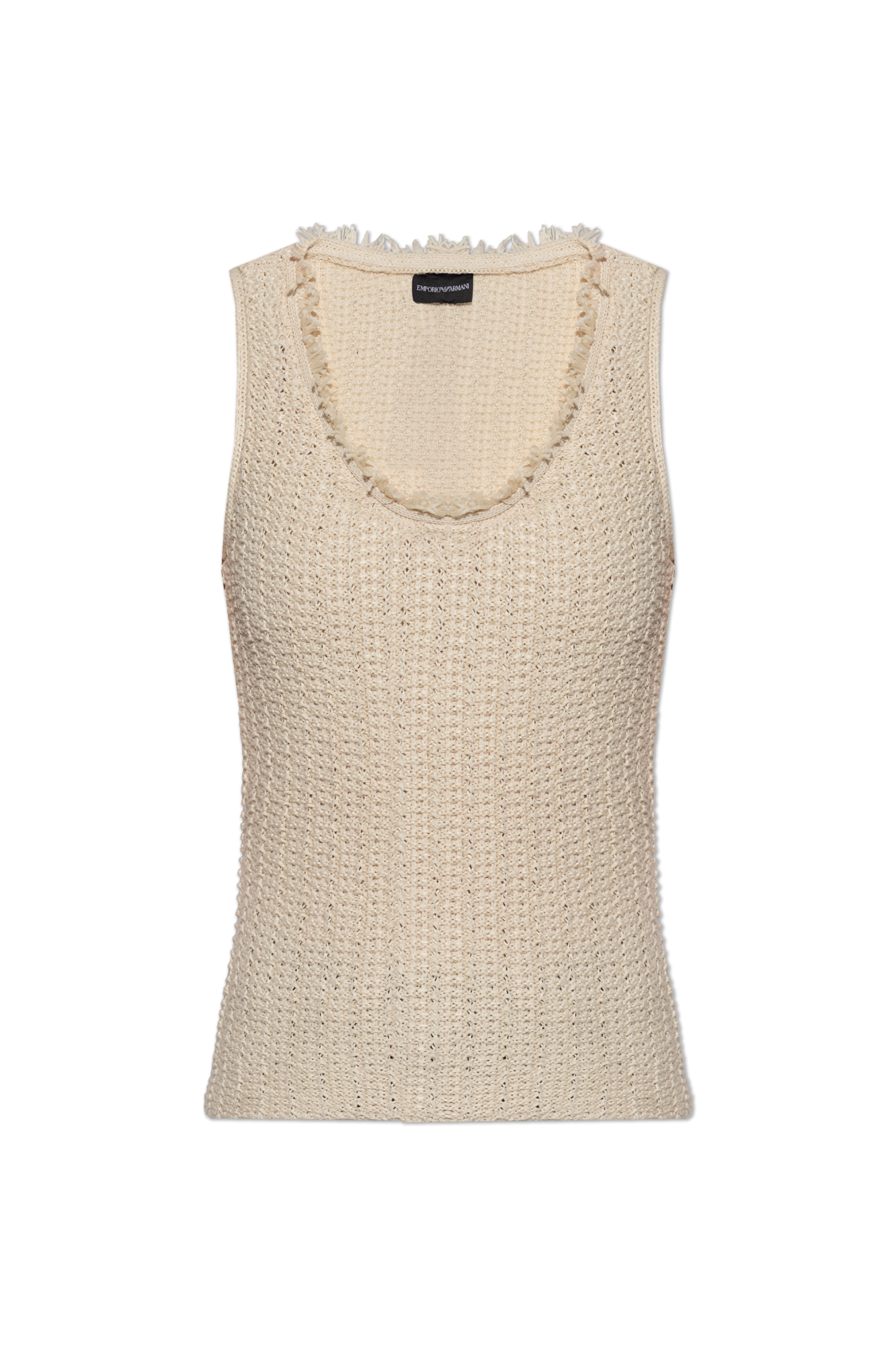 Emporio Armani Top Z Surowo Wykończonym Dekoltem, Kobiety, Kremowy