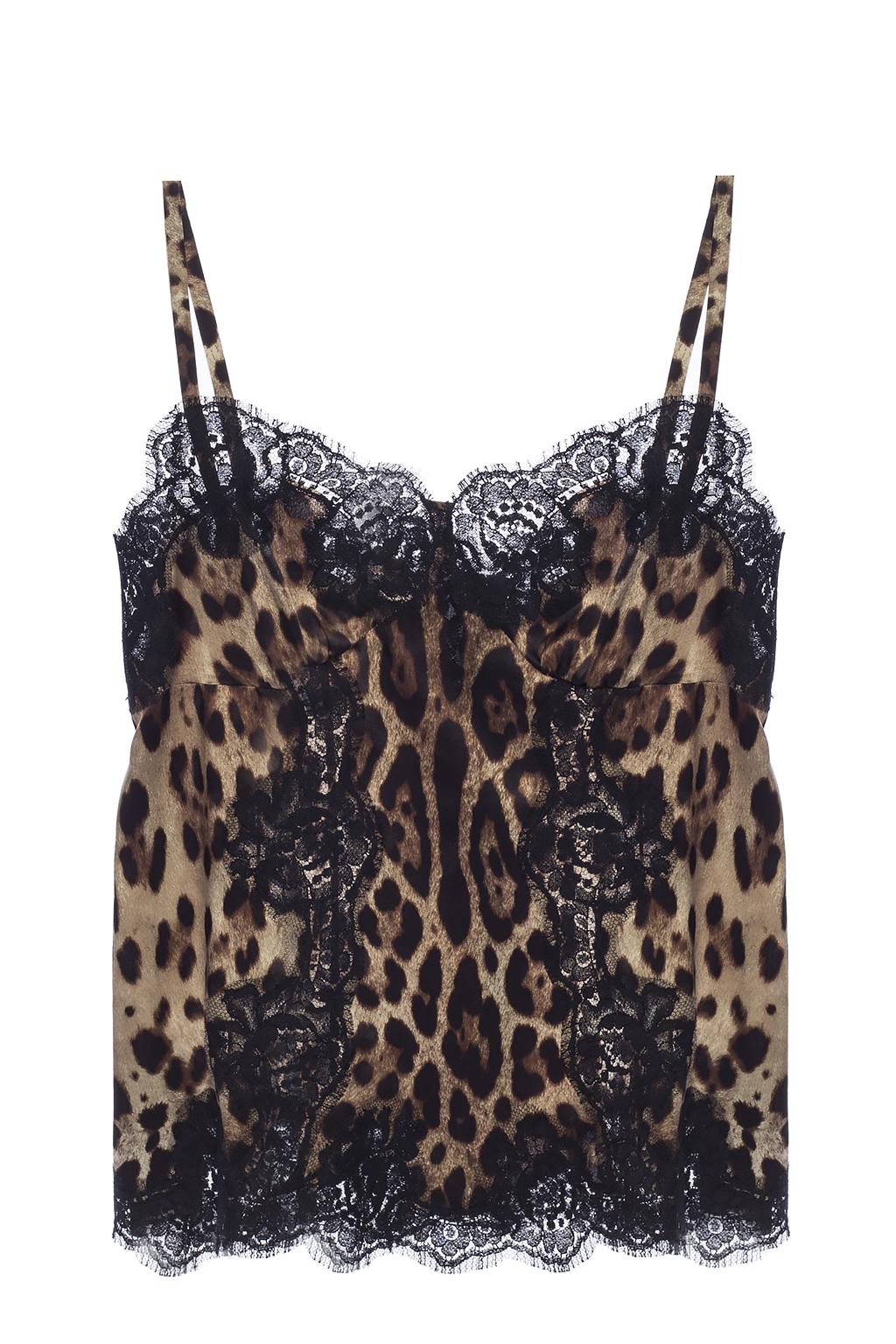 Dolce & Gabbana Top Wykończony Koronką, Kobiety, Brązowy