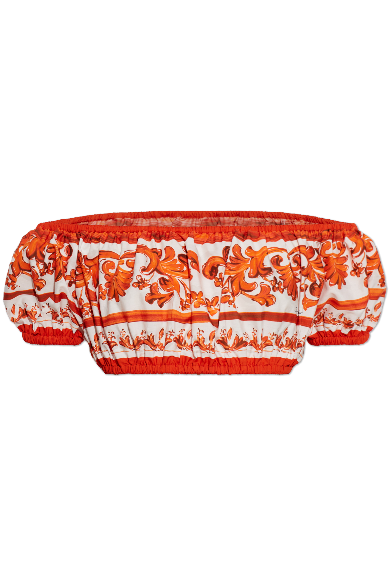 Dolce & Gabbana Krótki Top Z Nadrukiem `Majolica`, Kobiety, Czerwony
