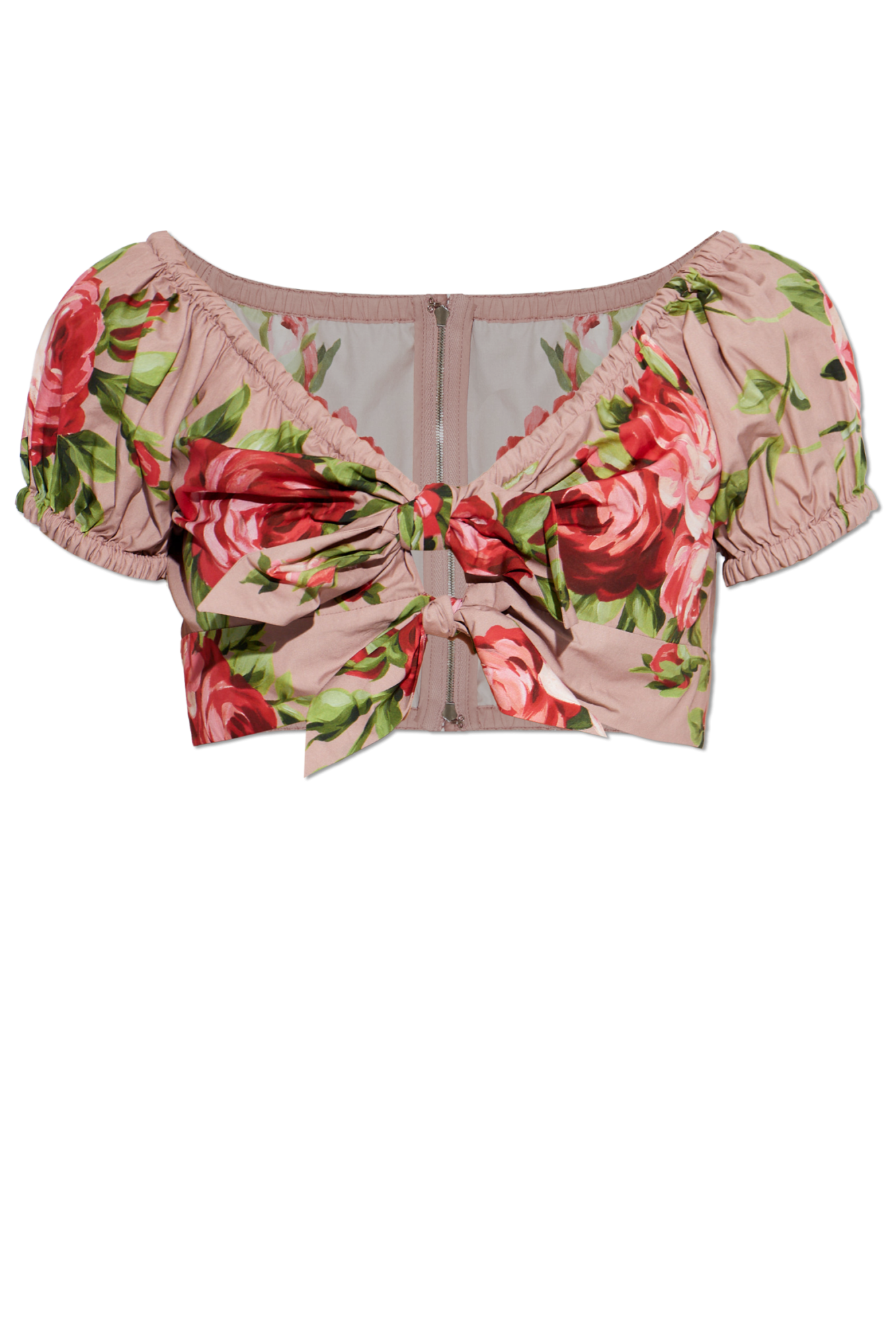 Dolce & Gabbana Krotki Top Z Motywem Kwiatowym, Kobiety, Różowy