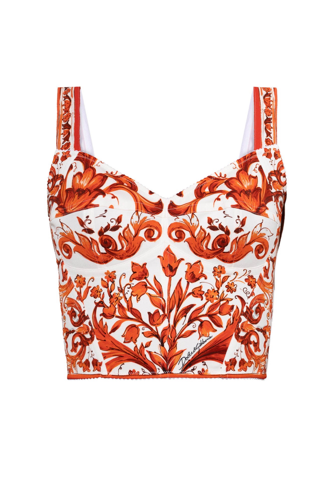 Dolce & Gabbana Top Z Nadrukiem `Majolica`, Kobiety, Czerwony
