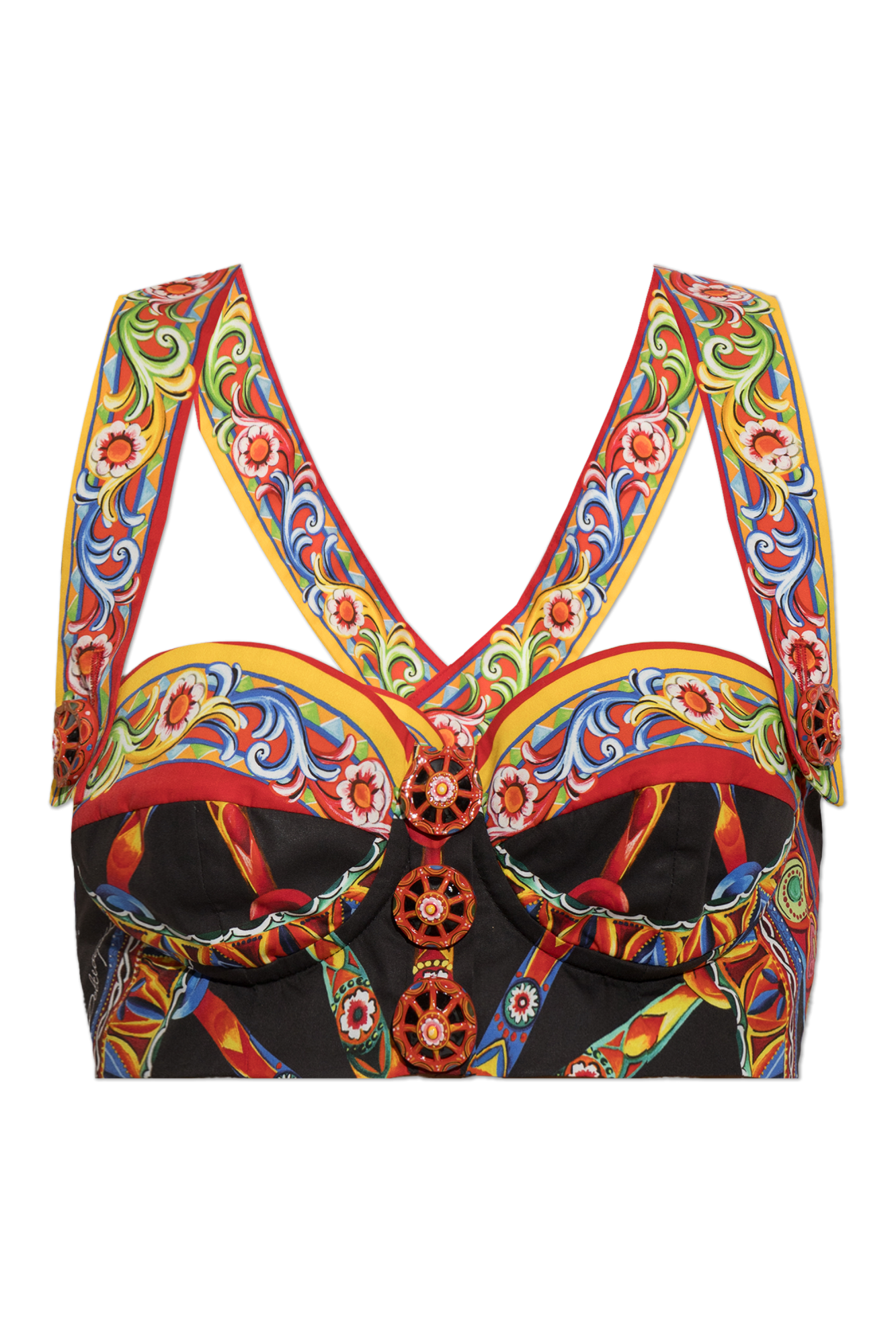 Dolce & Gabbana Krótki Top Z Nadrukiem `Carretto`, Kobiety, Multikolor