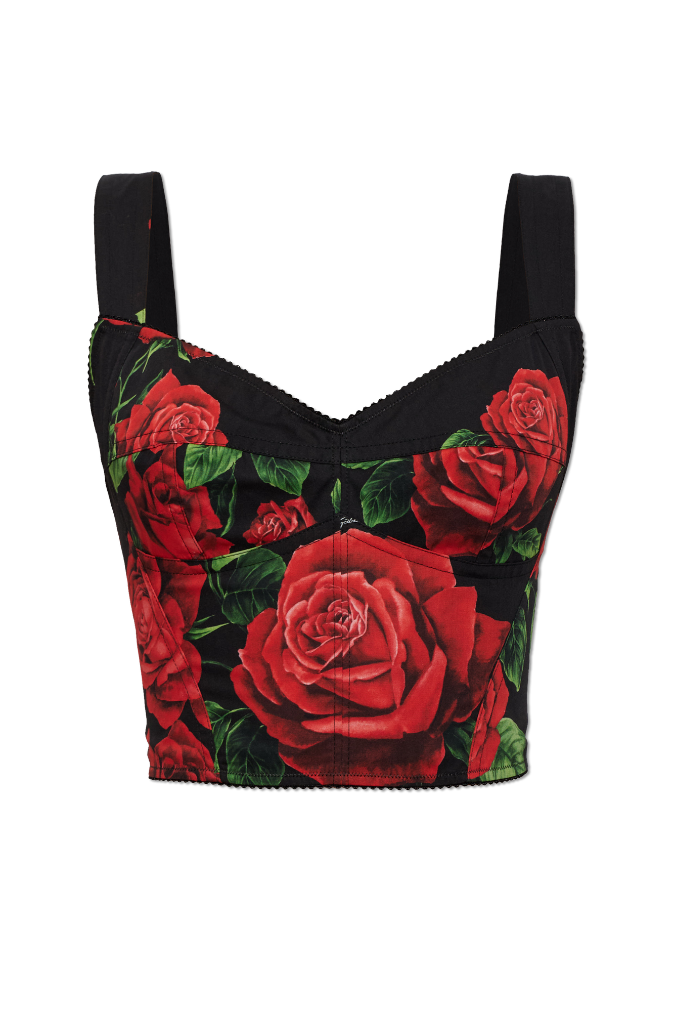 Dolce & Gabbana Krótki Top Z Motywem Kwiatowym, Kobiety, Czarny
