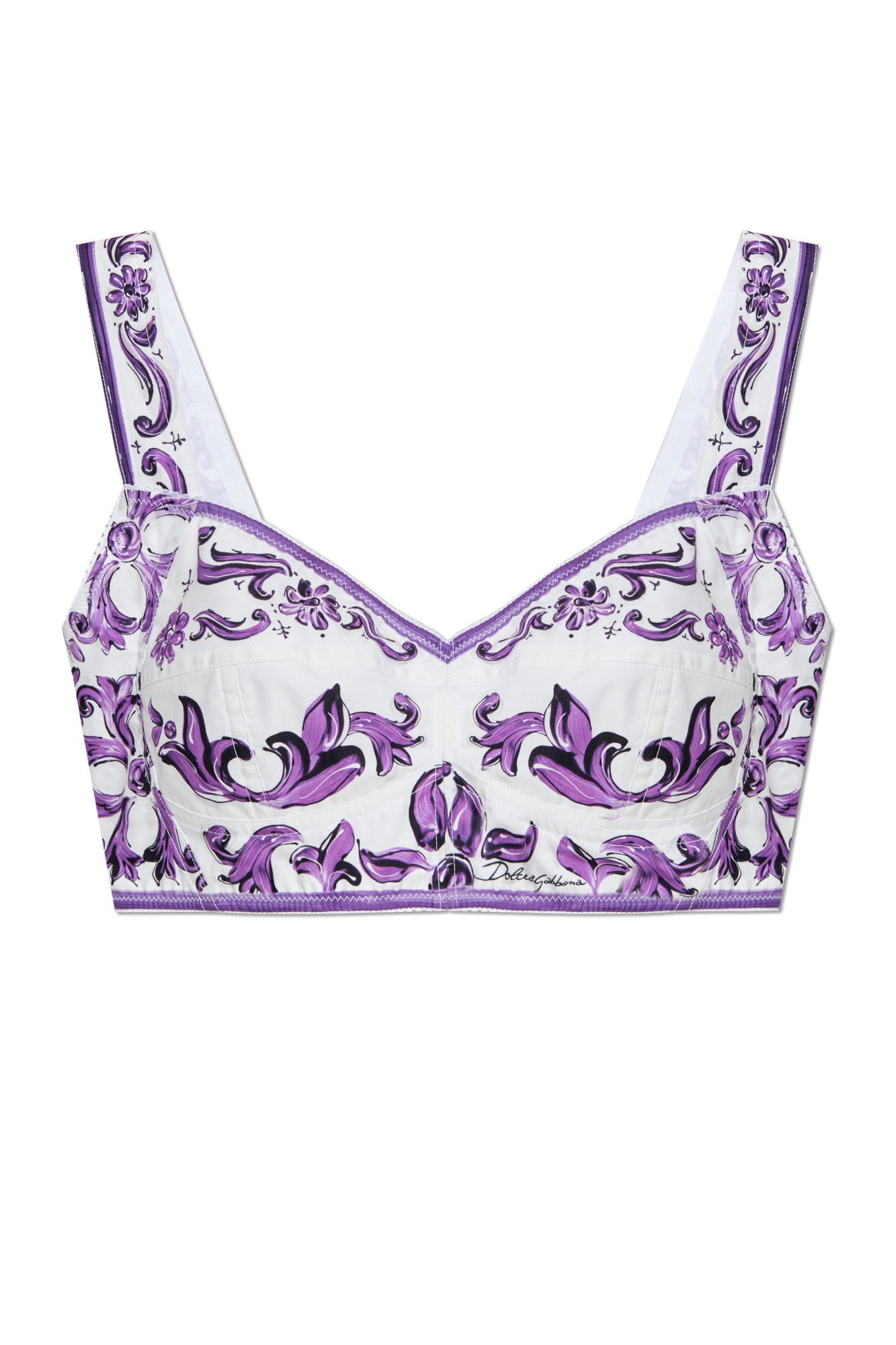 Dolce & Gabbana Krótki Top Z Nadrukiem  `Majolica`, Kobiety, Fioletowy