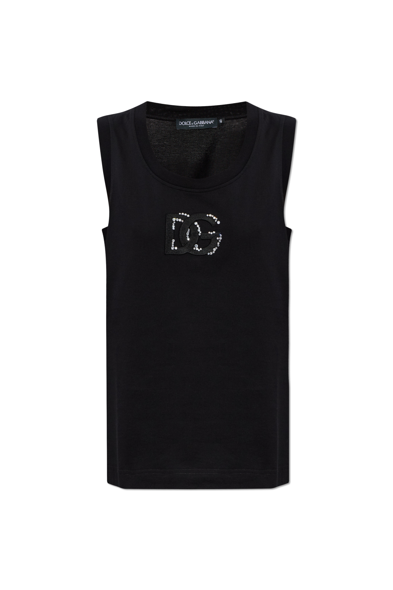 Dolce & Gabbana Top Z Logo, Kobiety, Czarny