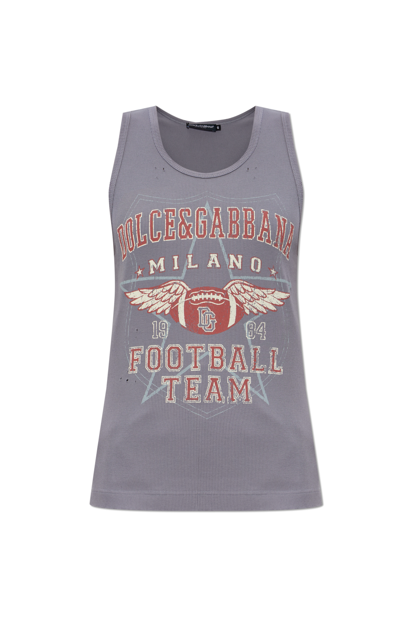 Dolce & Gabbana Prążkowany Top Z Efektem `vintage`, Kobiety, Szary