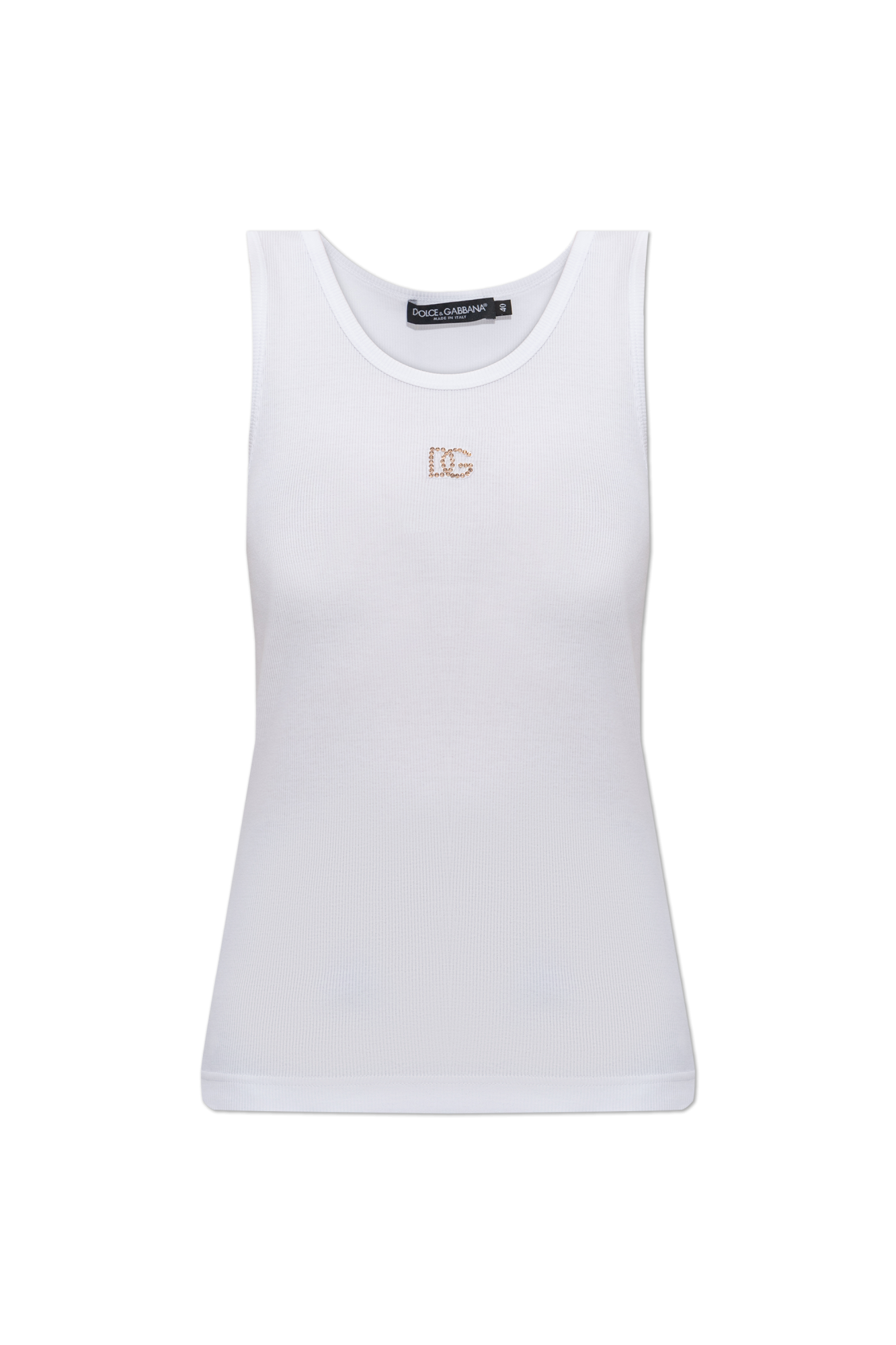 Dolce & Gabbana Top Z Połyskującym Logo, Kobiety, Biały