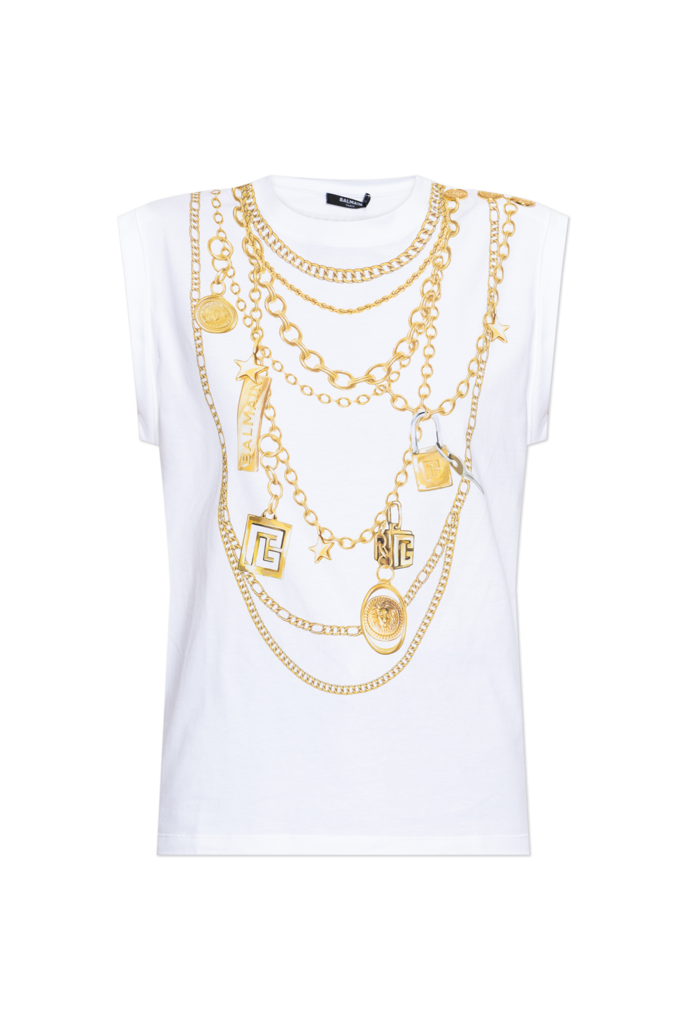 Balmain Top Z Nadrukiem I Aplikacjami, Kobiety, Biały