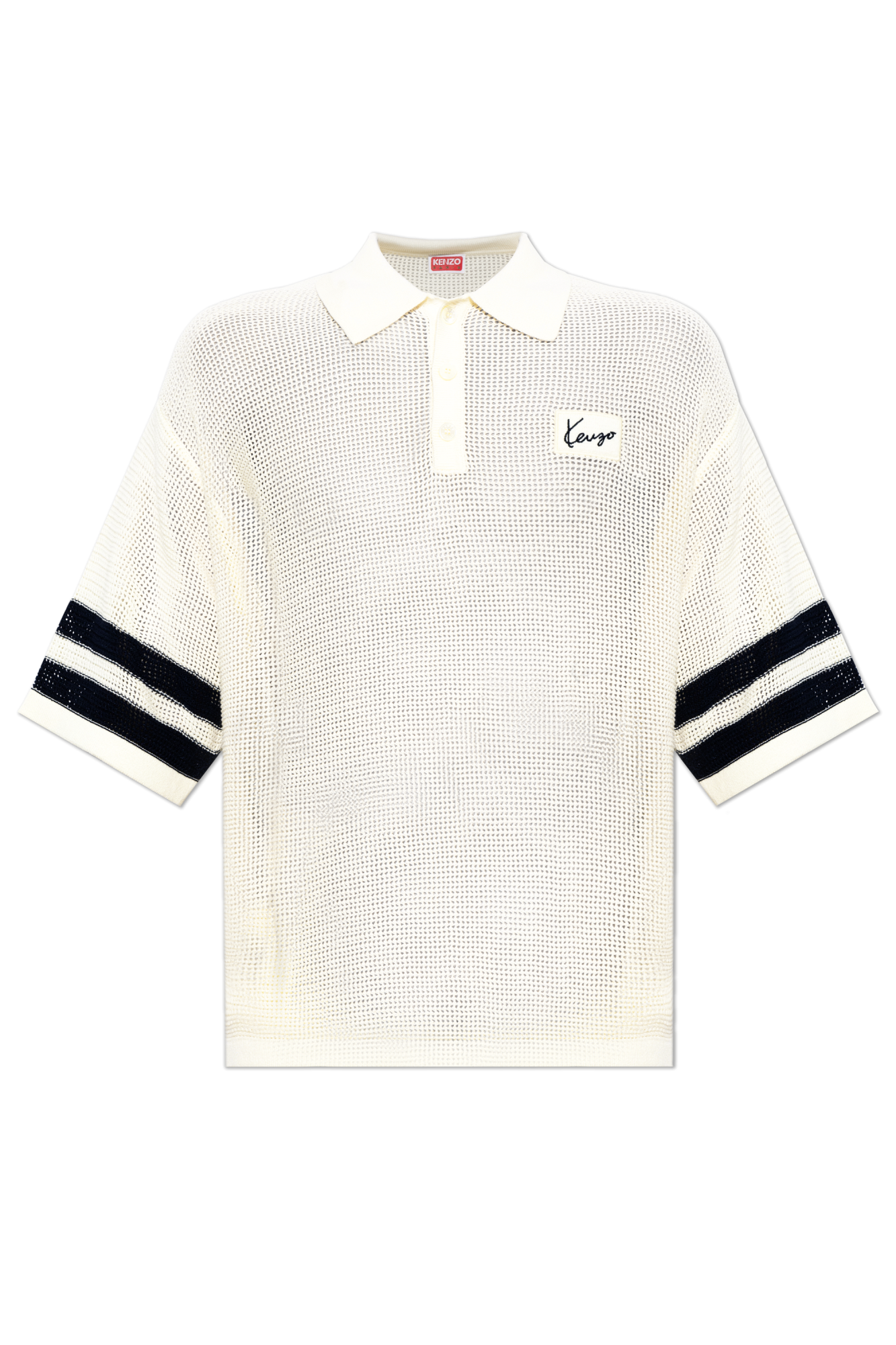 Kenzo Polo O Dekoracyjnym Splocie, Mężczyźni, Kremowy
