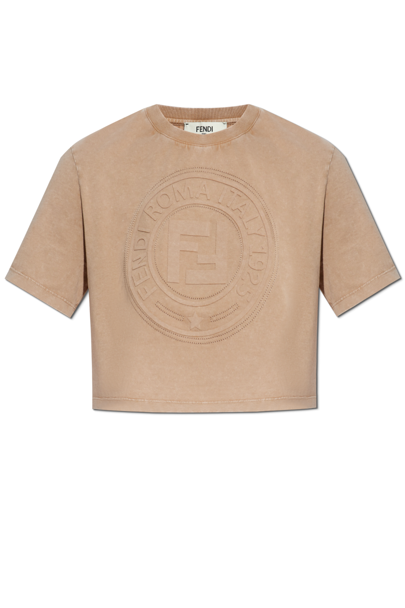 Fendi T-shirt Z Logo, Kobiety, Brązowy