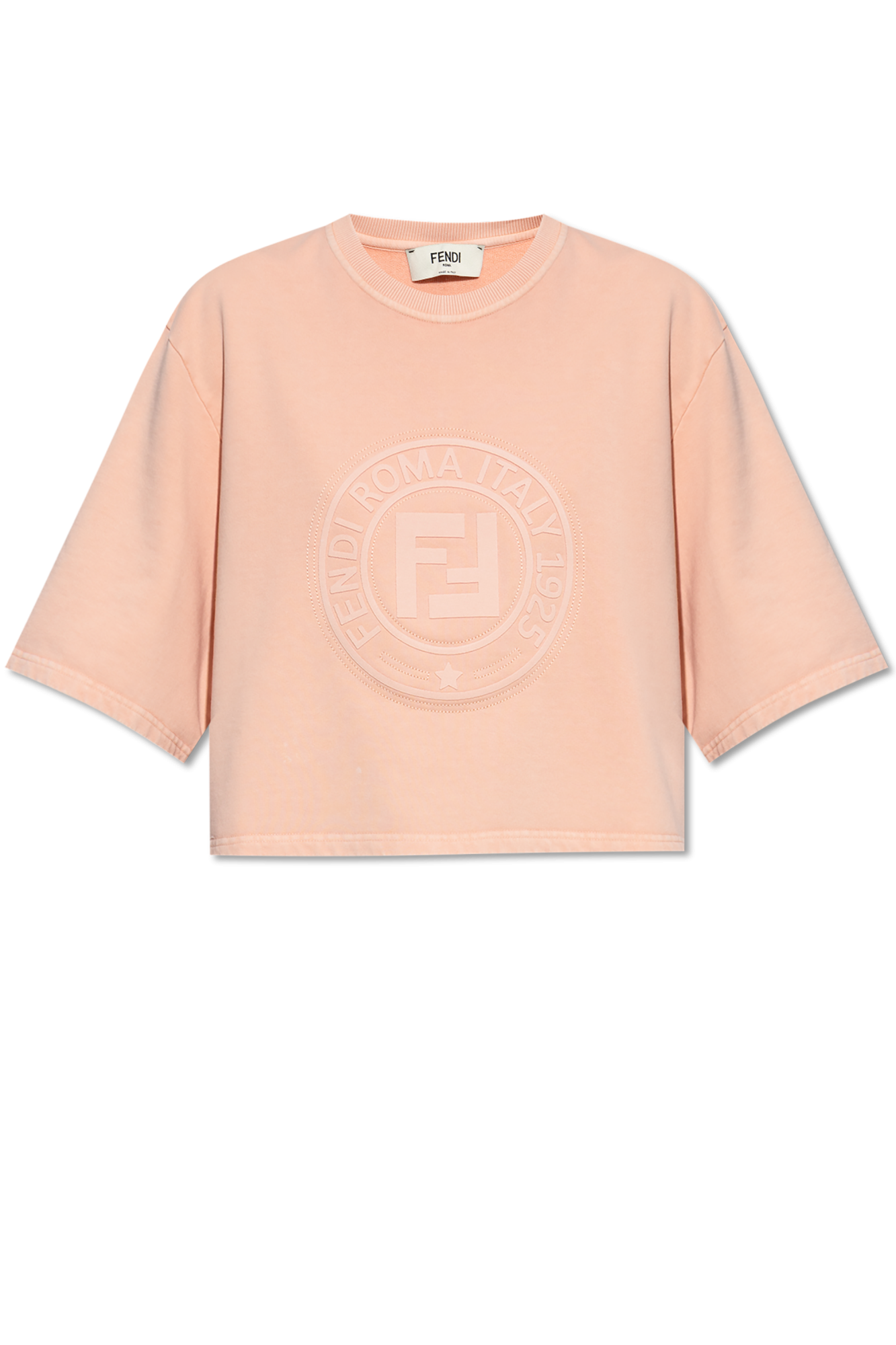 Fendi Krótki T-shirt Z Wypukłym Logo, Kobiety, Różowy