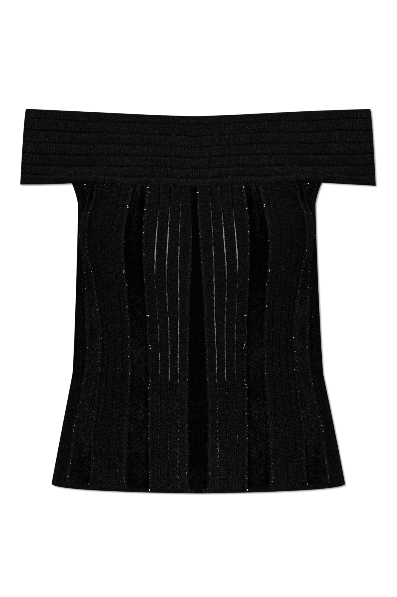 Balmain Top Z Połyskującymi Cekinami, Kobiety, Czarny