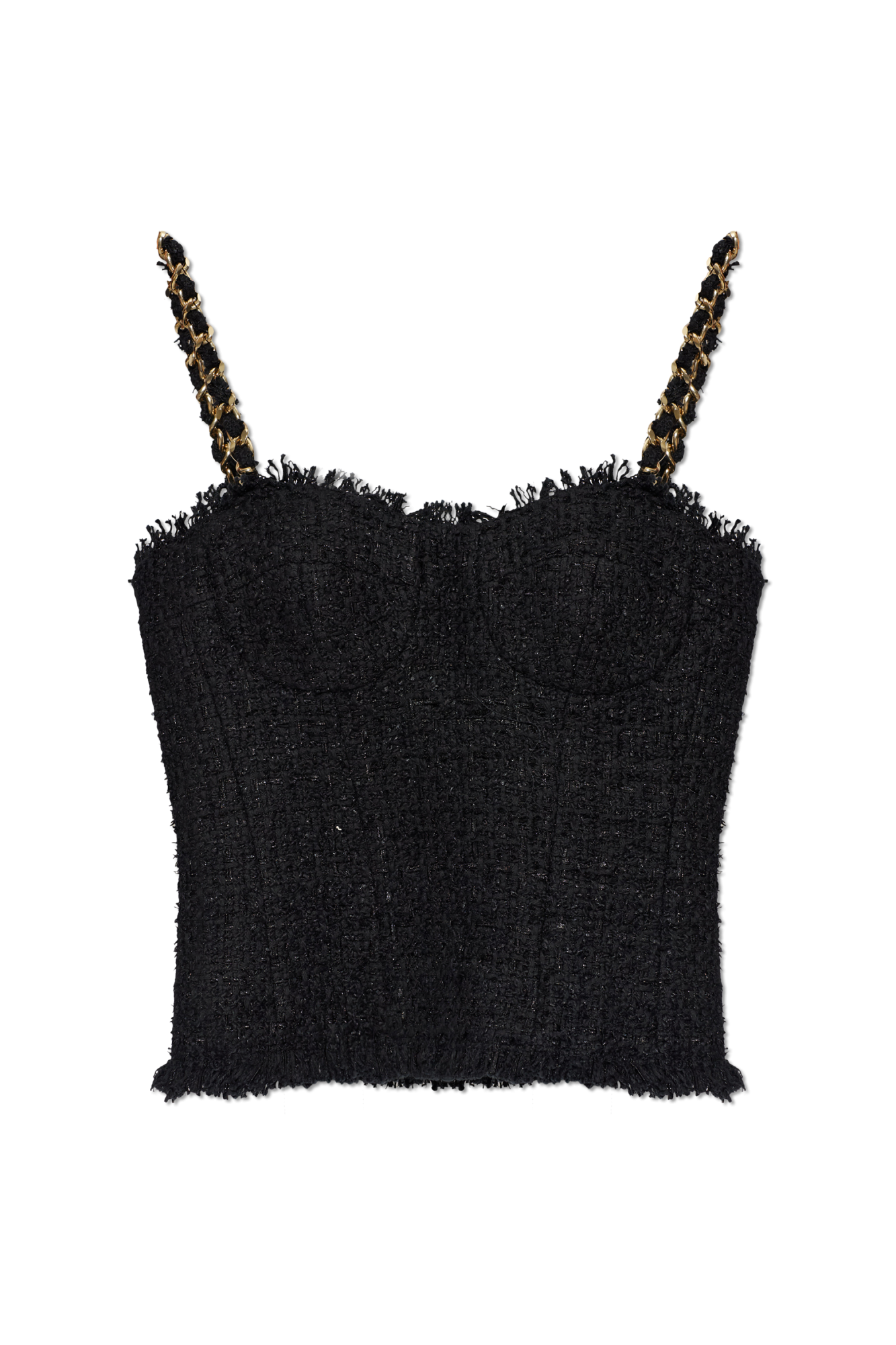 Balmain Tweedowy Top, Kobiety, Czarny