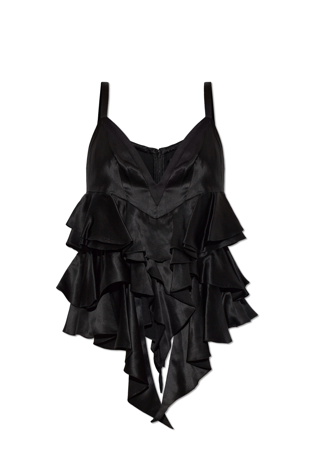 Balmain Jedwabny Top Na Ramiączkach, Kobiety, Czarny