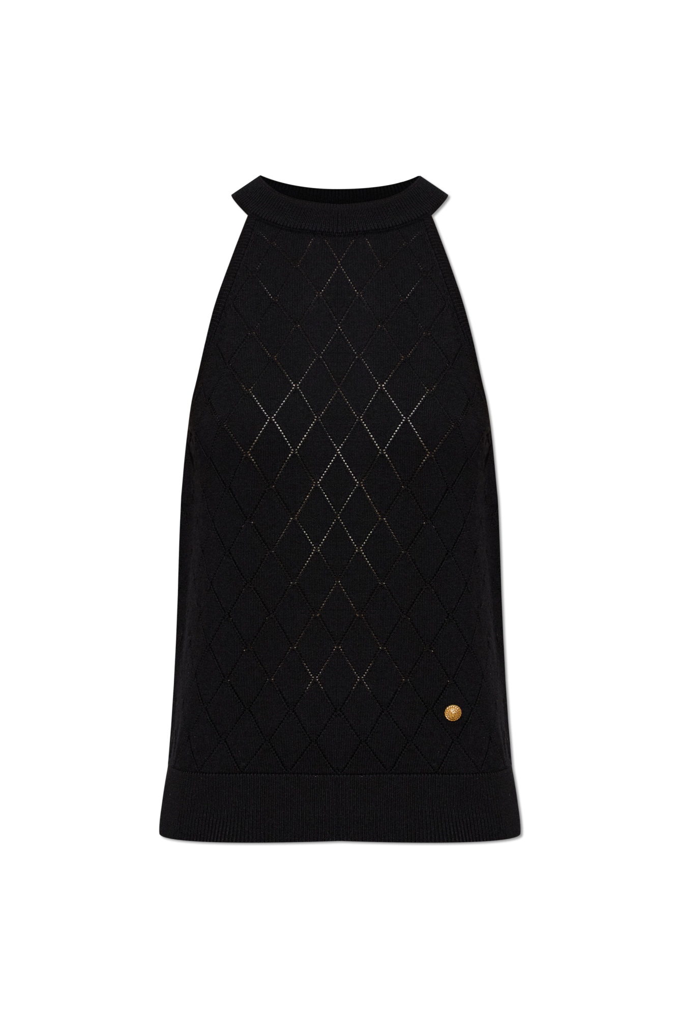 Balmain Wełniany Top Bez Rękawów, Kobiety, Czarny
