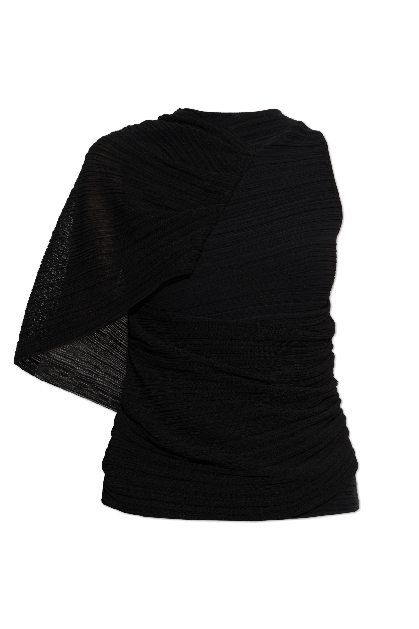 Balmain Plisowany Top, Kobiety, Czarny