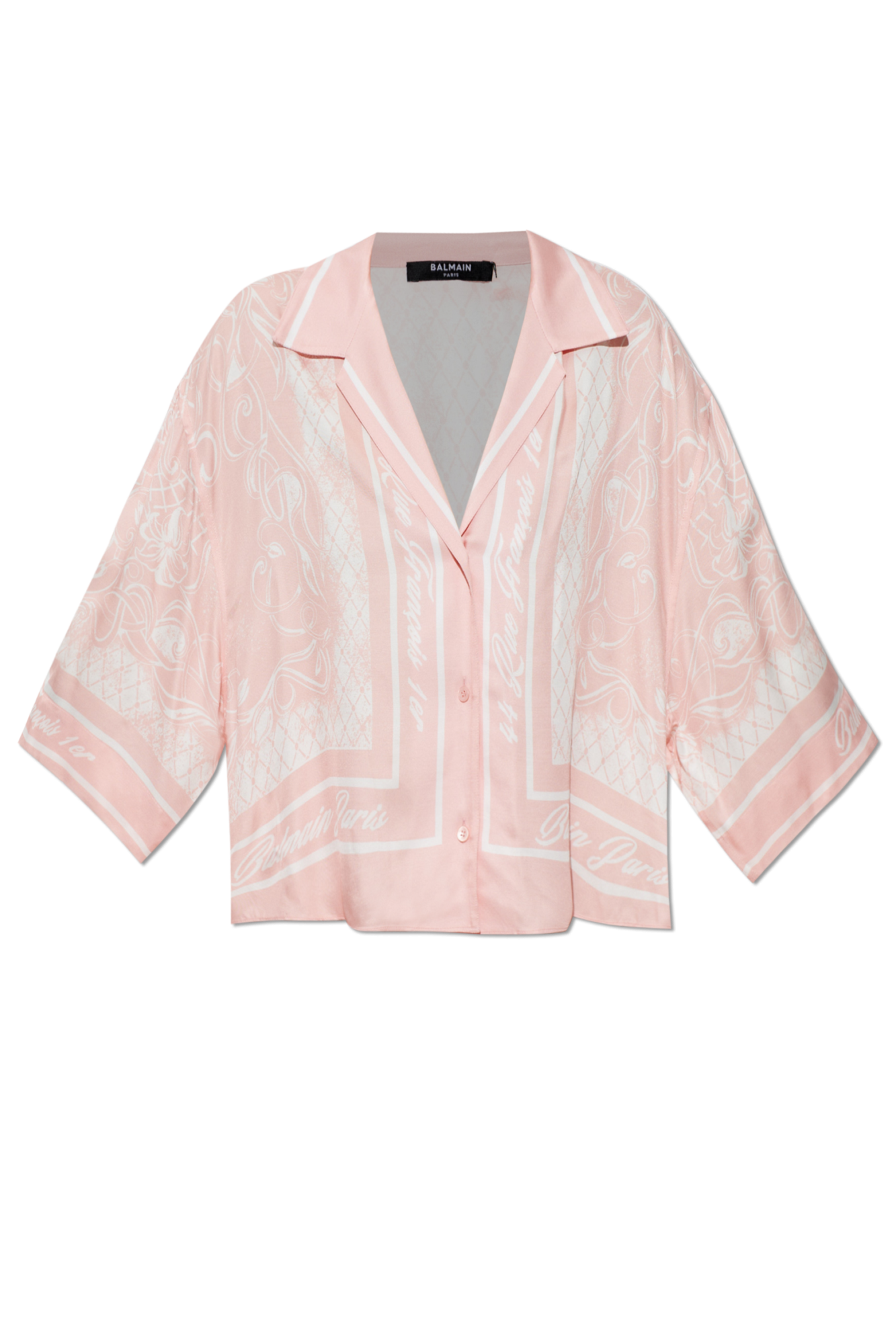 Balmain Krótka Koszula Z Nadrukiem, Kobiety, Różowy