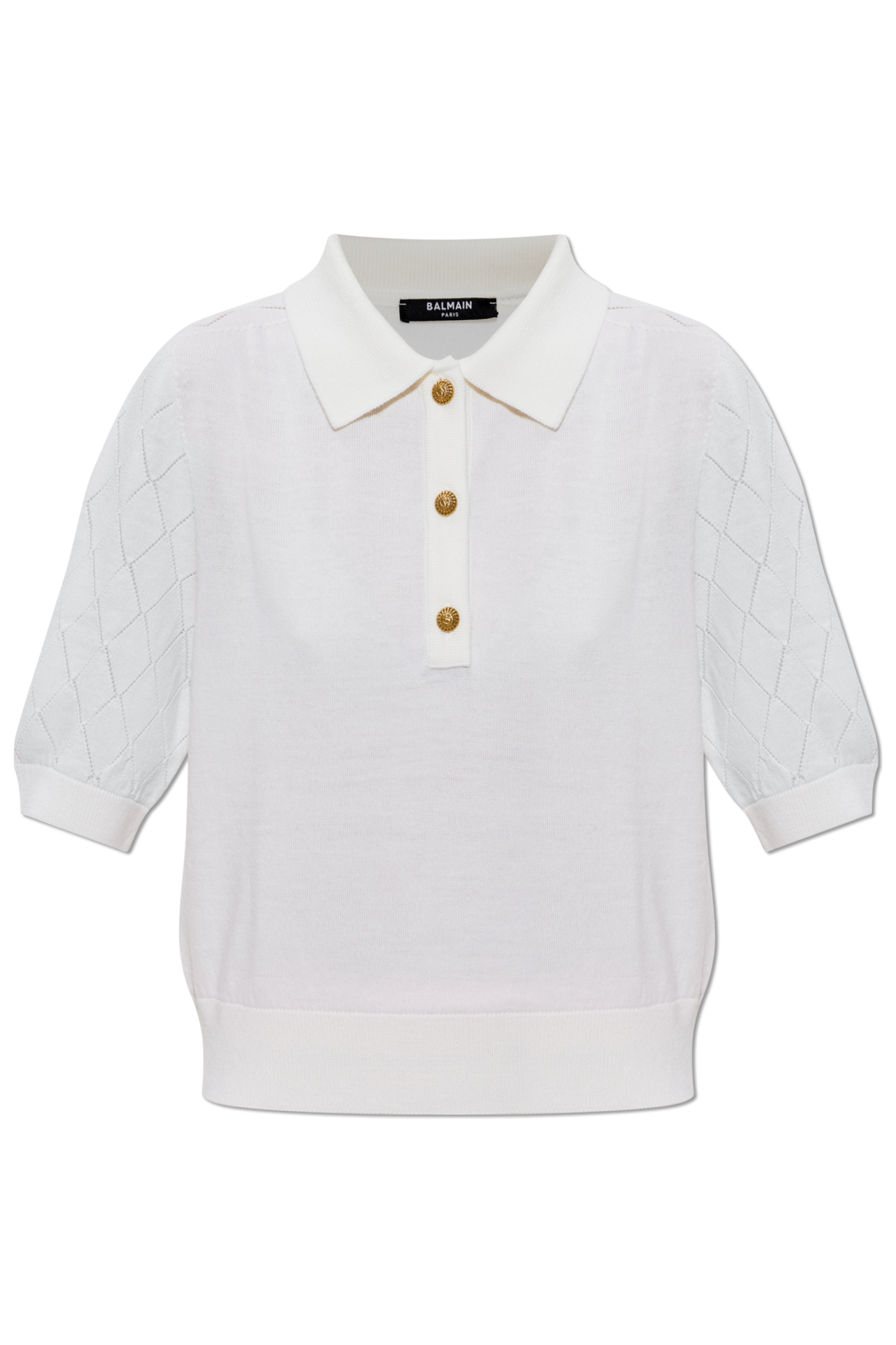 Balmain Wełniane Polo, Kobiety, Kremowy