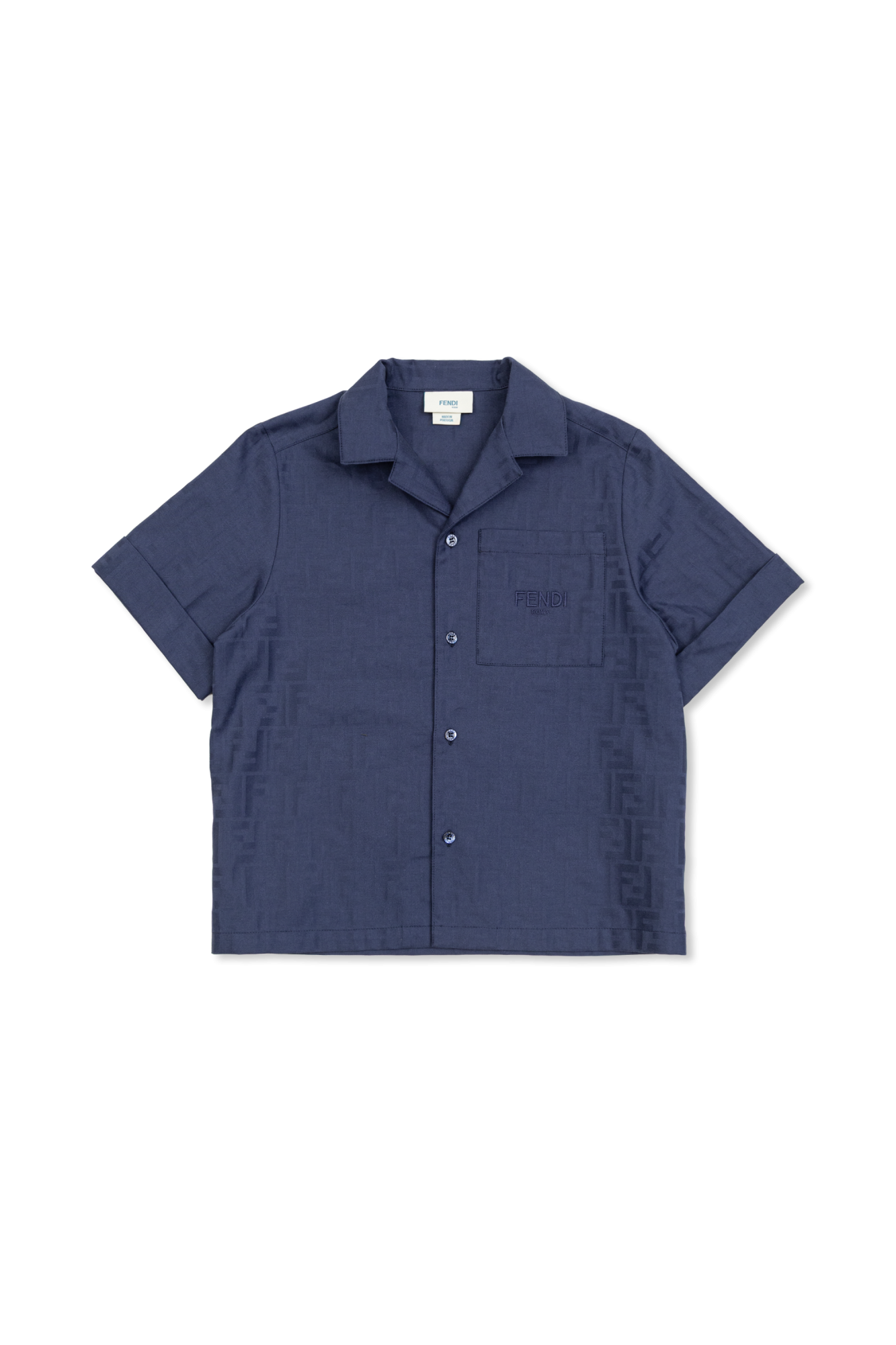 Fendi Kids Koszula Z Logo, Unisex, Granatowy