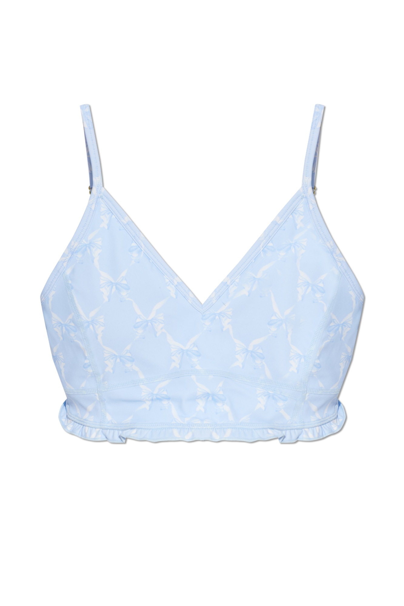 LoveShackFancy Krótki Top Sportowy `Erza`, Kobiety, Jasnoniebieski