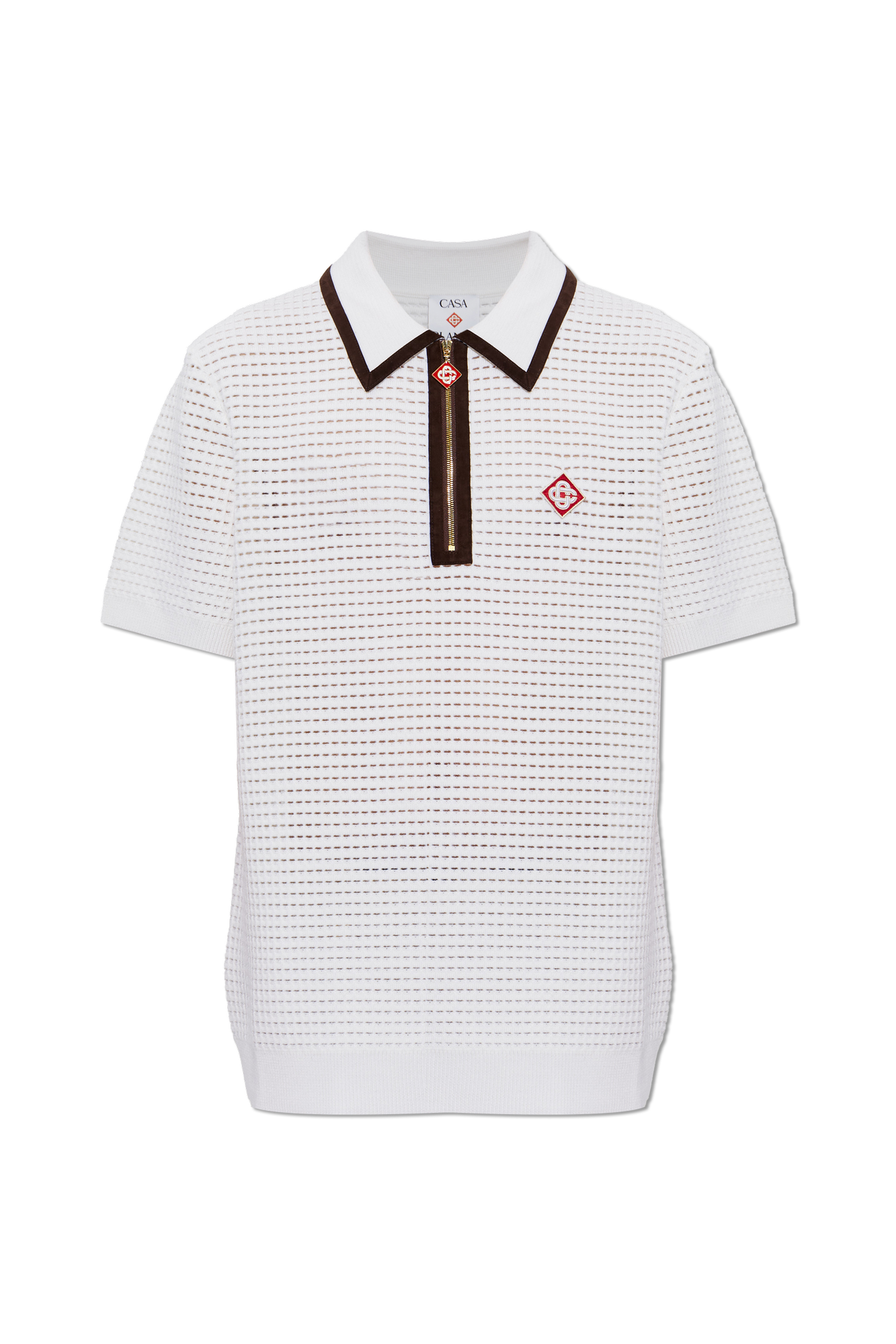 Casablanca Wełniane Polo Z Naszywką Z Logo, Mężczyźni, Kremowy